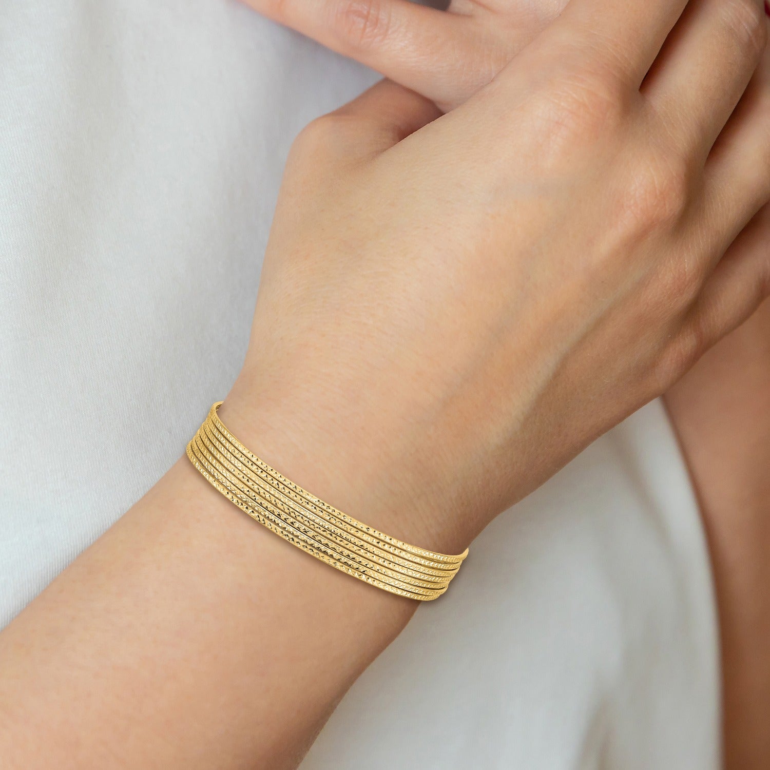 Gold Seven Strand Slip-on Bangles Bracelet