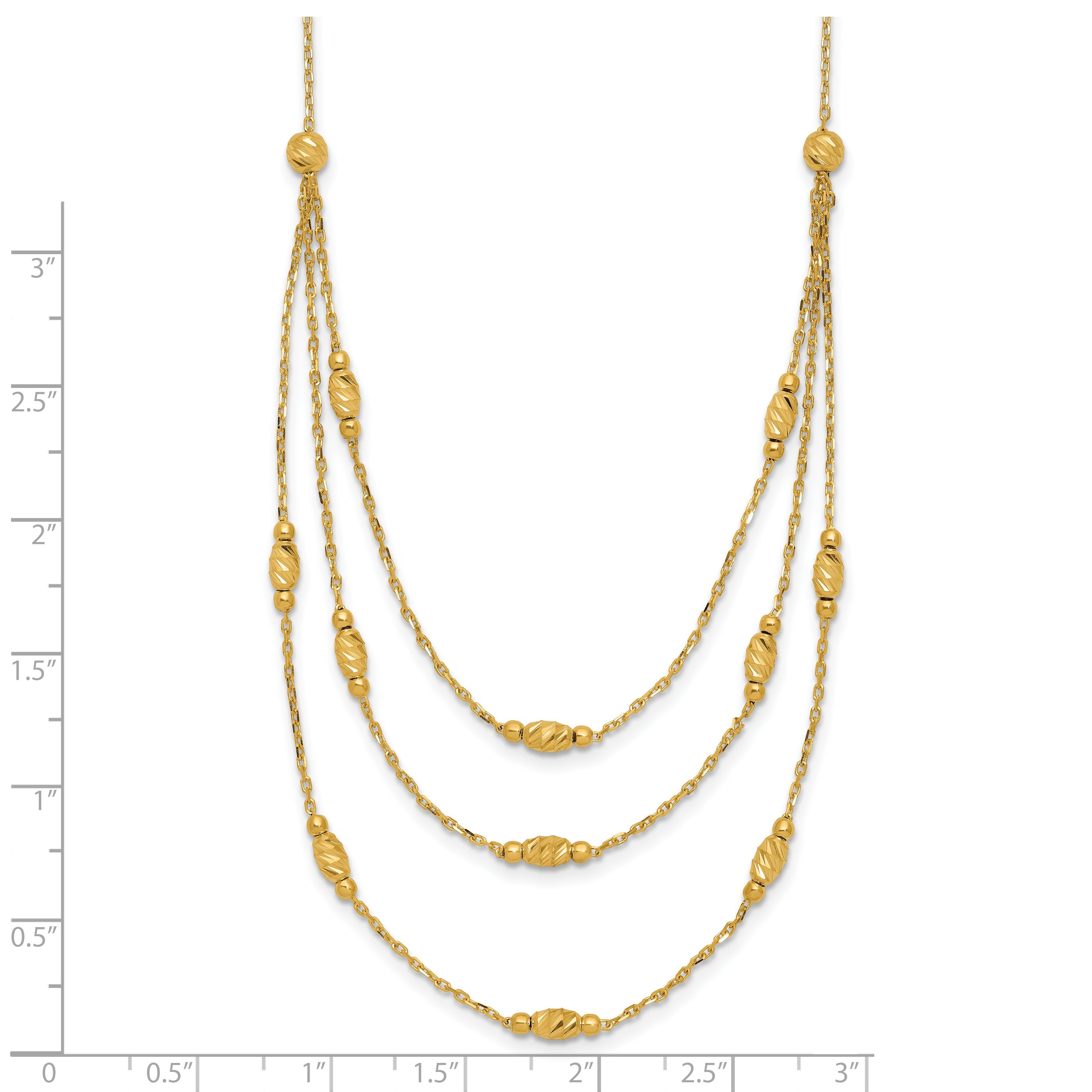 Diamond-Cut Beaded 14K Gold Polished Layered Necklace