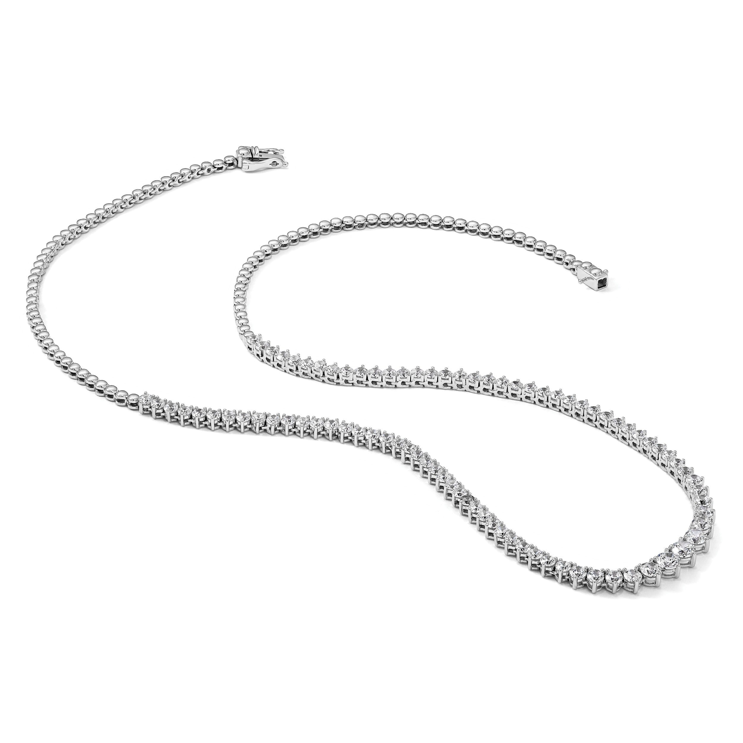 14k White Gold Lab Grown Diamond Tennis Necklace 6 1/2 ctw Fine Diamond