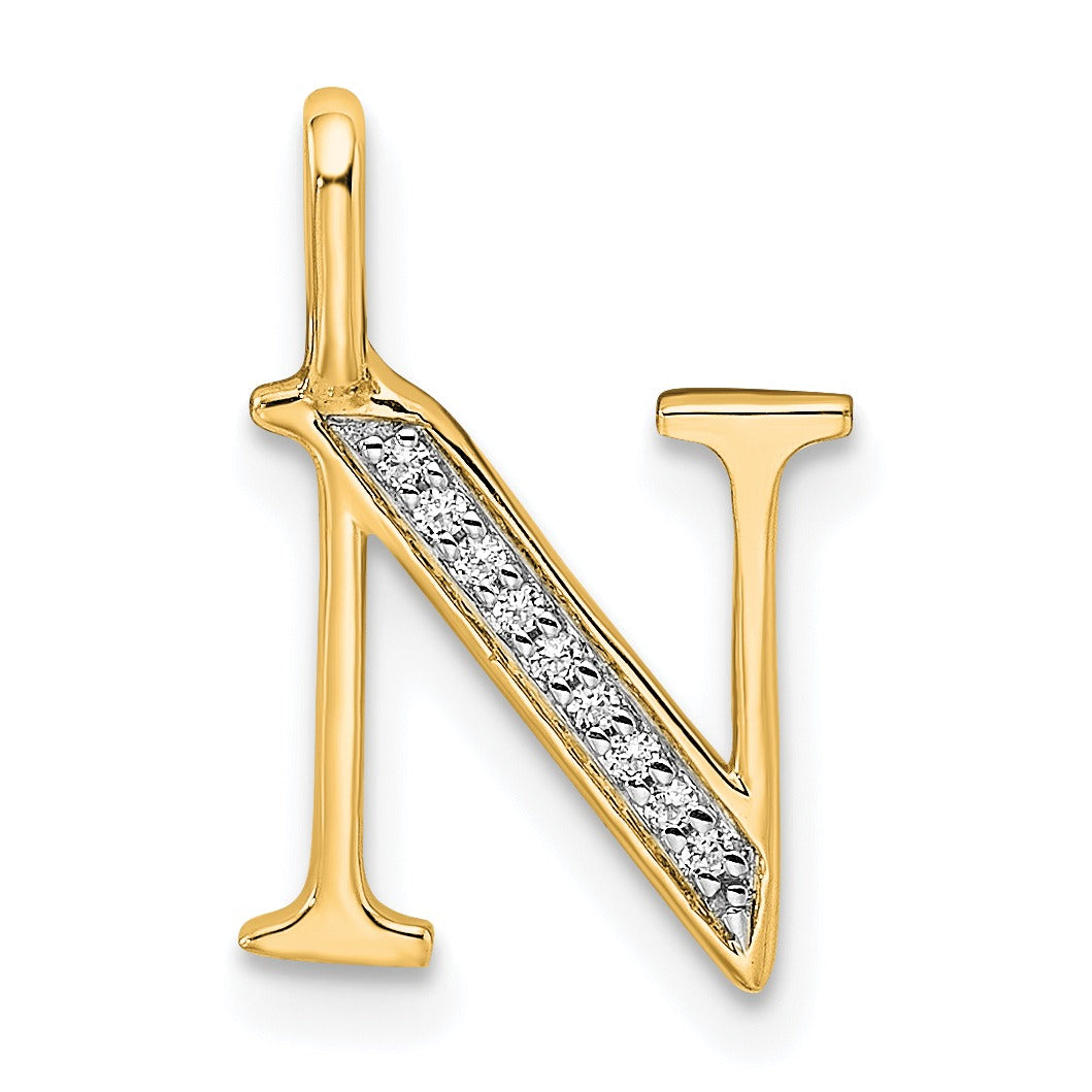 Natural Diamond Initial Letter 14k Gold Pendant Fine Color Jewels