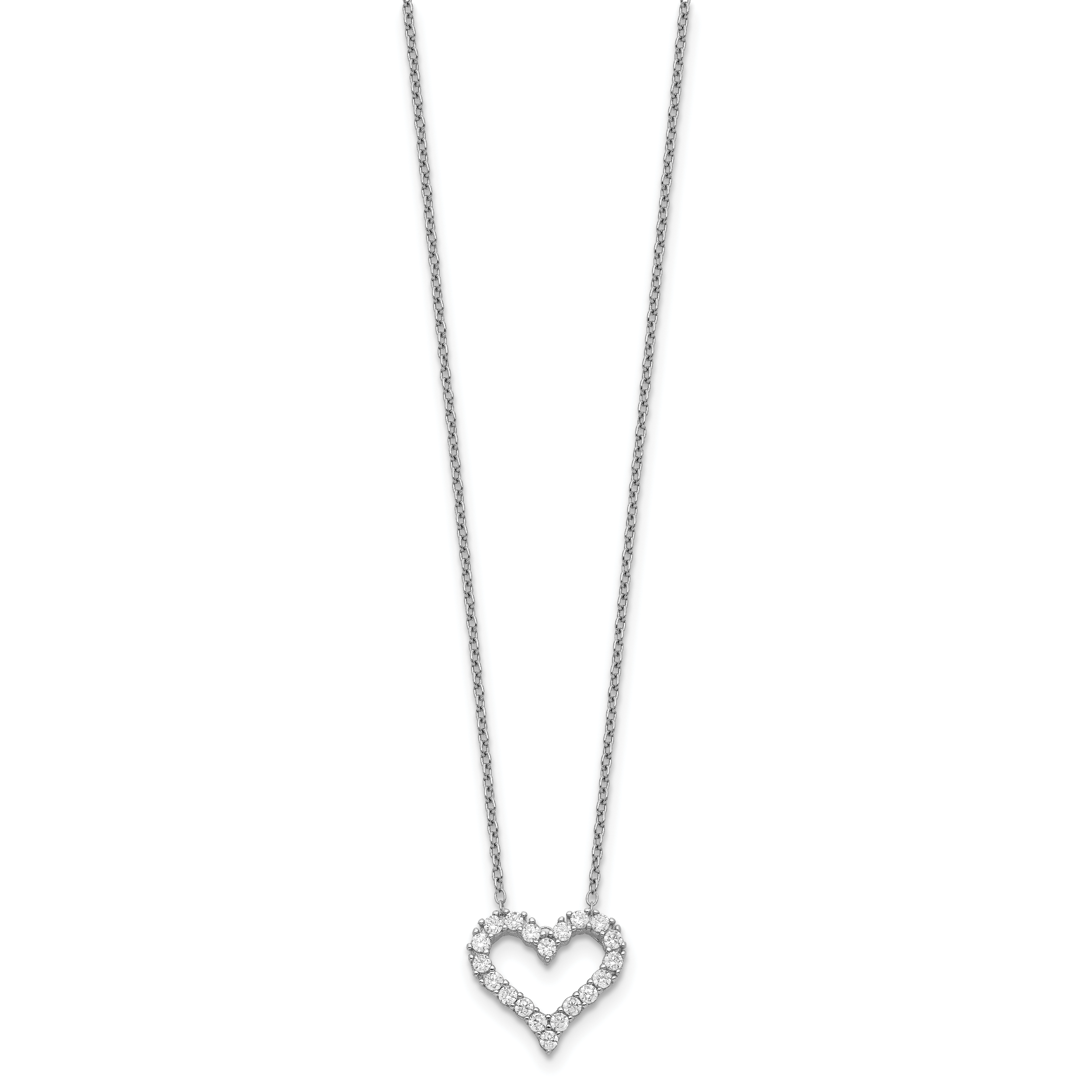 Diamond heart pendant necklace on silver chain, fine jewelry on white background