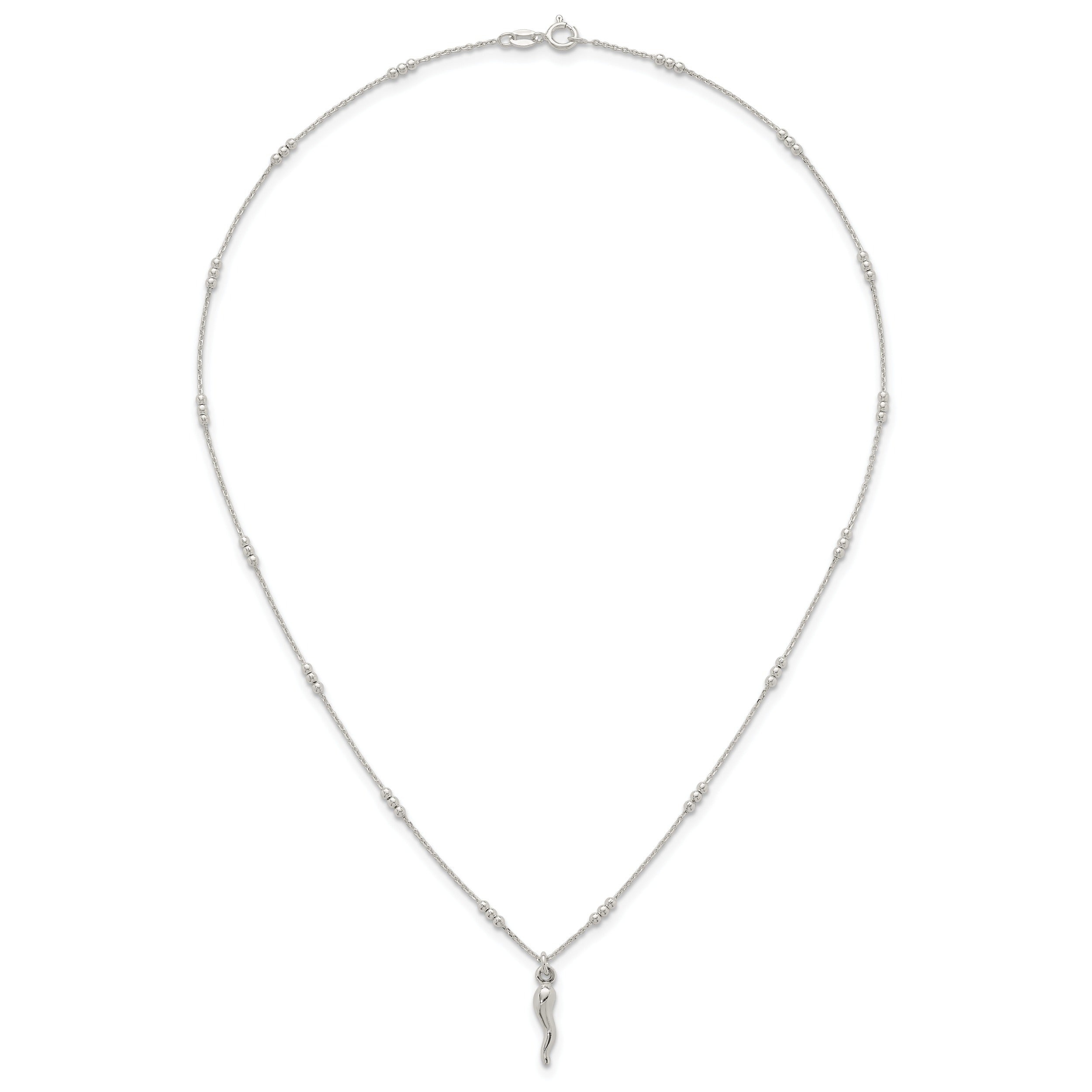Silver Italian Horn 18 Inch Necklace