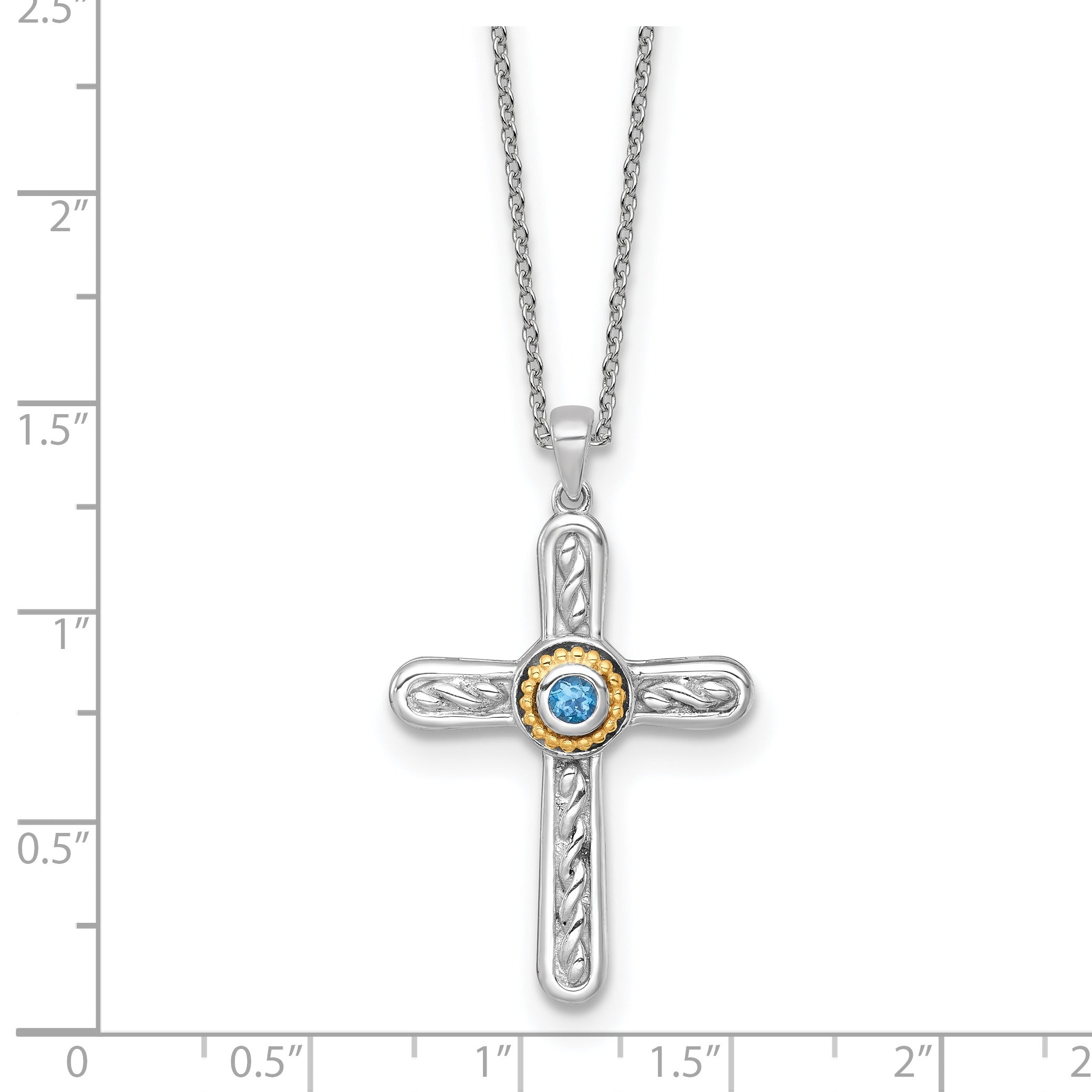 Sterling Silver London Blue Topaz Cross Extension Necklace