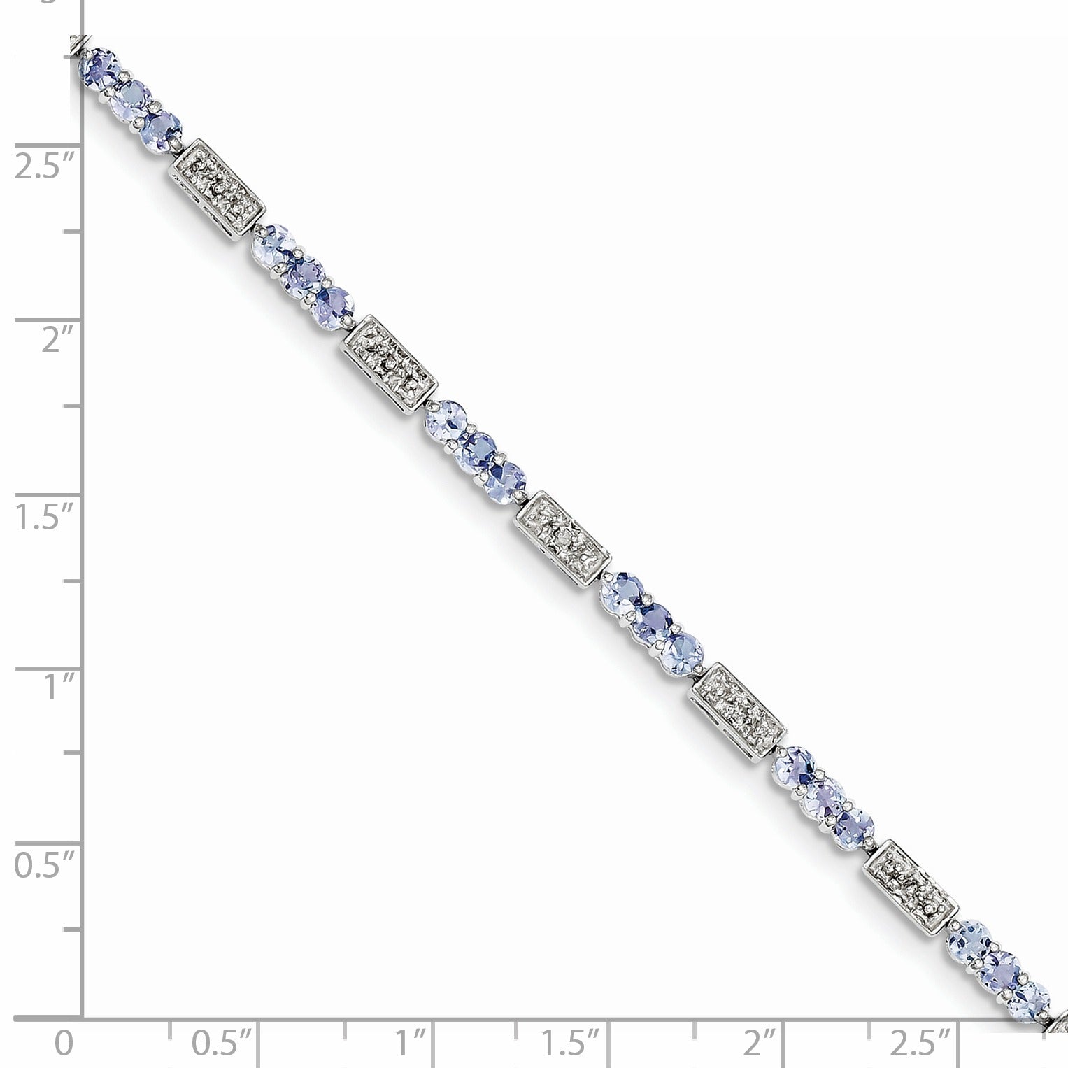 Natural Tanzanite and Diamond Bracelet Silver