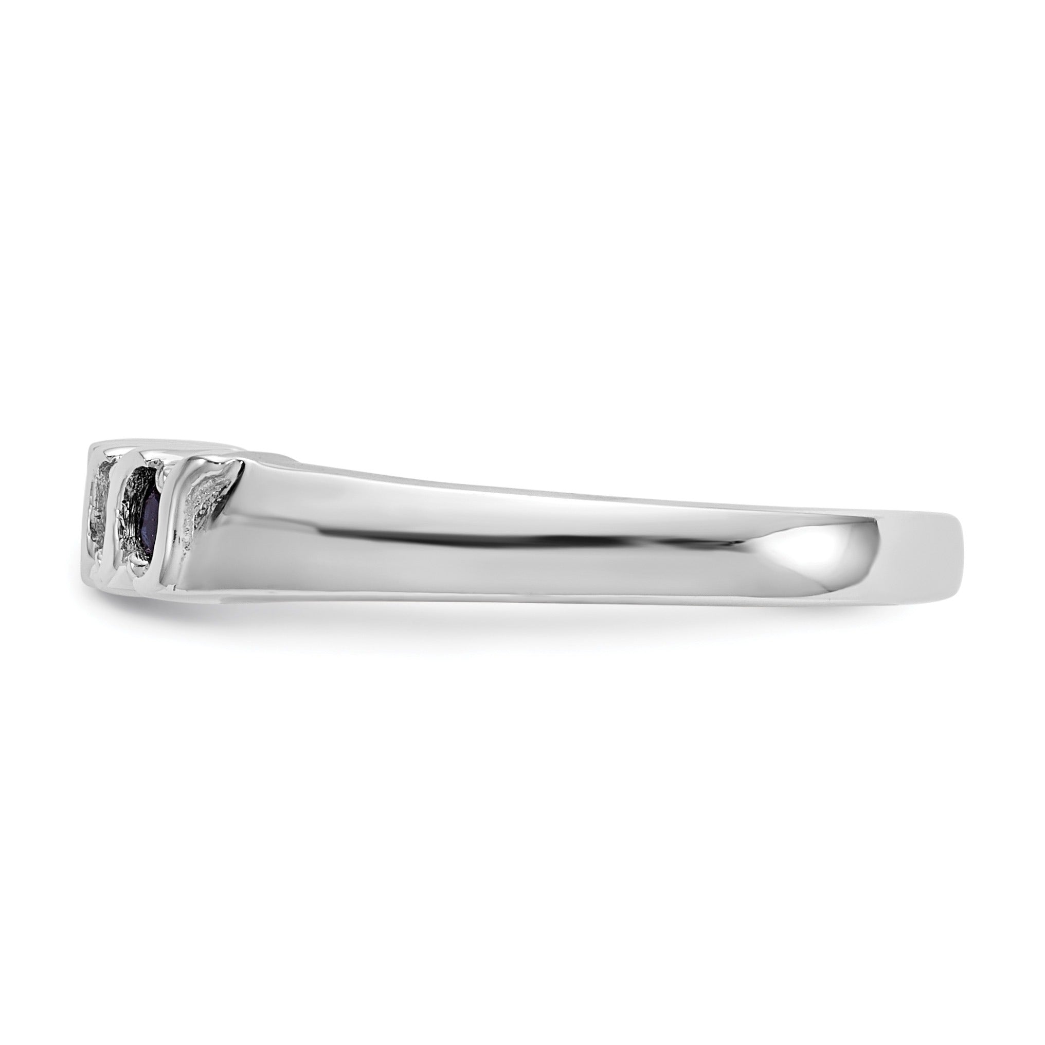Round Sapphire Diamond Prong 10K Gold Five Stone Ring