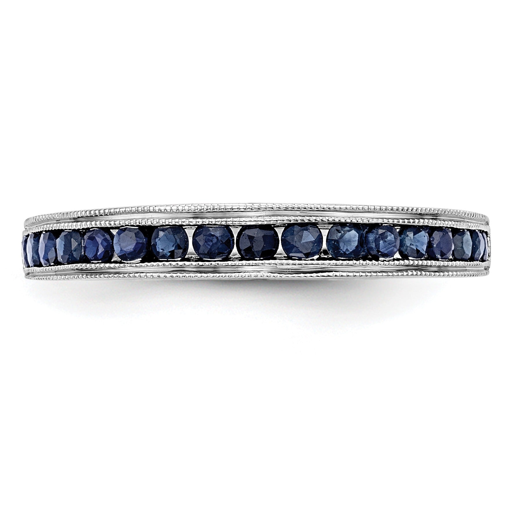 0.51 Ct Round Blue Sapphire Channel Set White Gold Eternity Band Ring