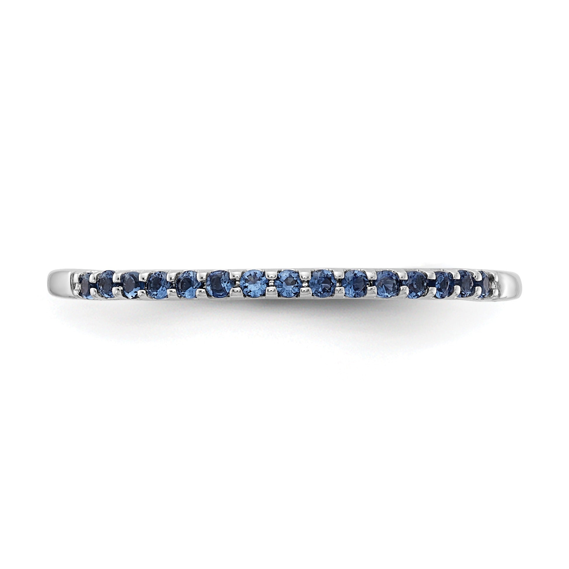 0.24 Ct Round Blue Sapphire Prong White Gold Half Eternity Ring