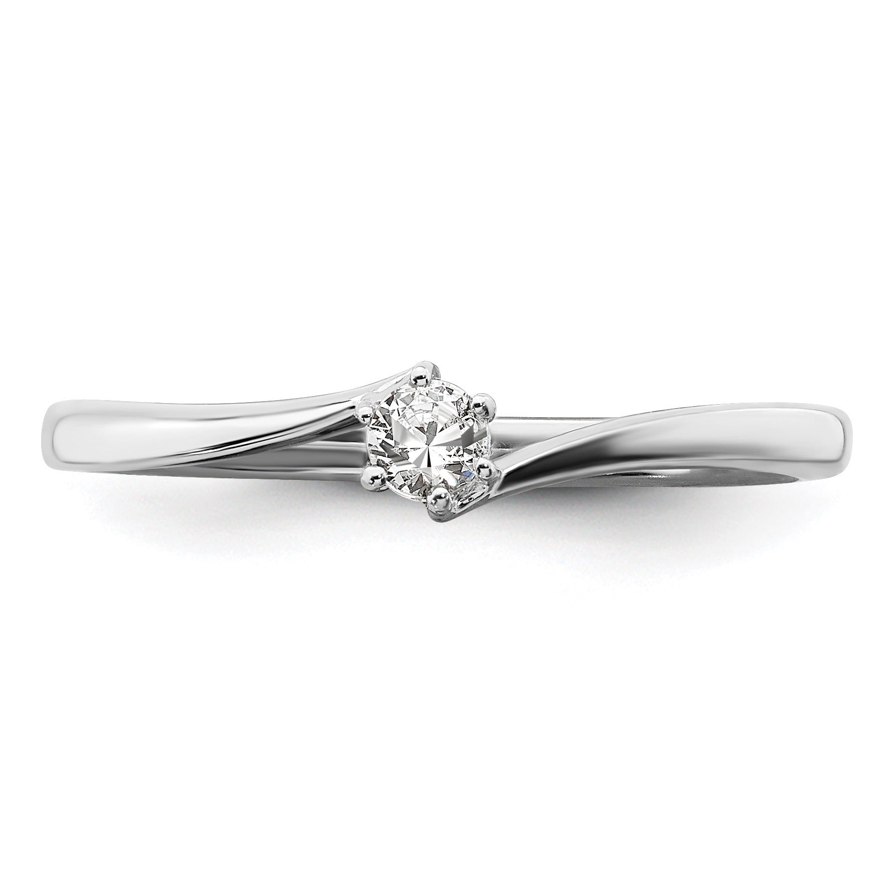 14k White Gold Lab Grown Diamond Petite Engagement Ring 1/8 carat Fine Color Jewels