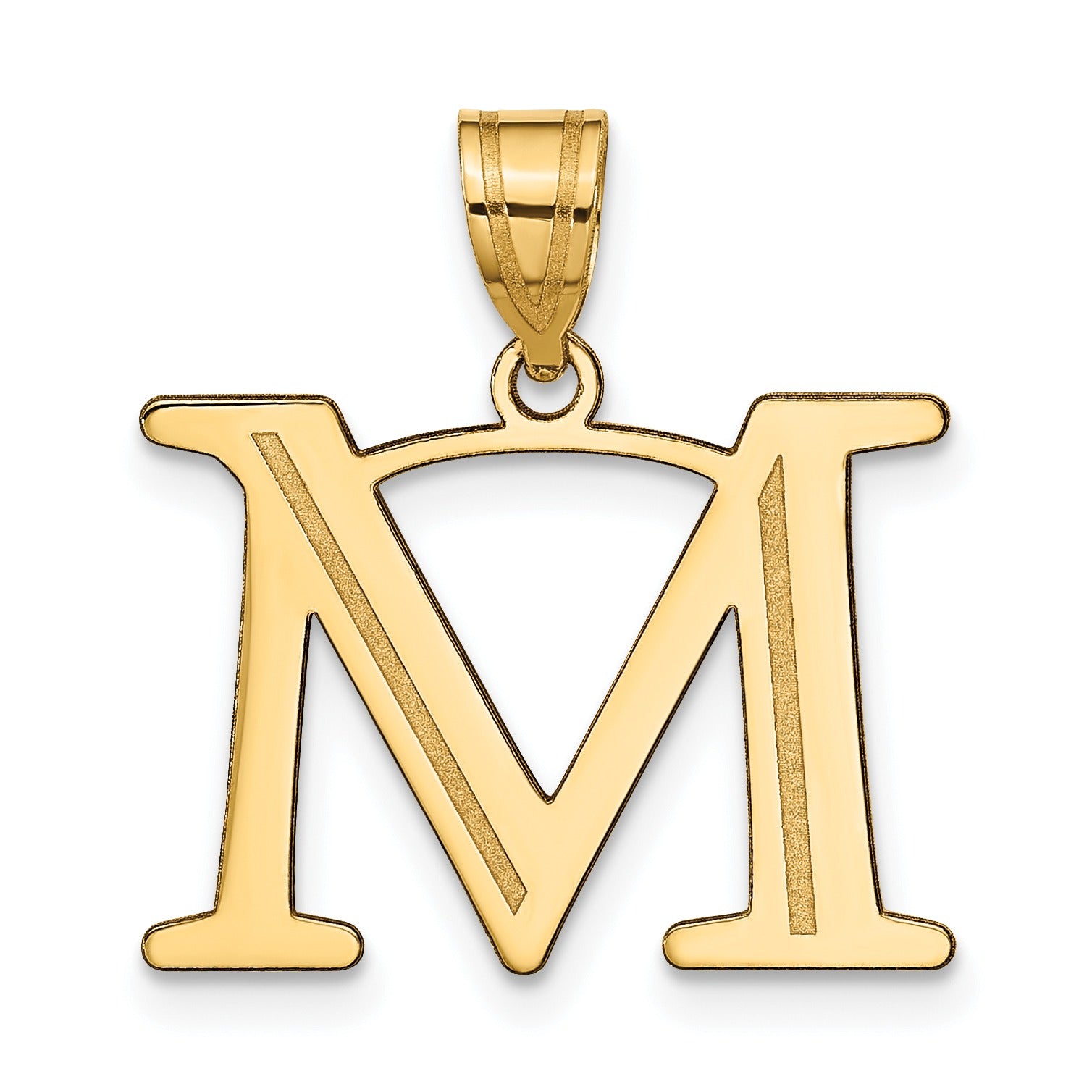 14K Gold Etched Initial Pendants