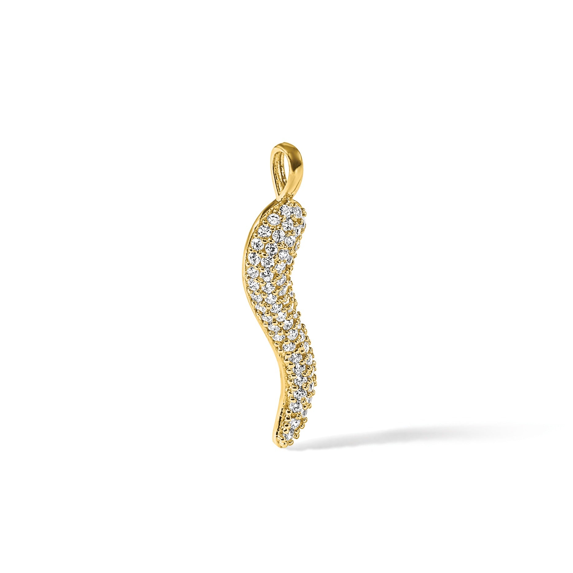 14k Yellow Gold CZ Small Italian Horn Pendant