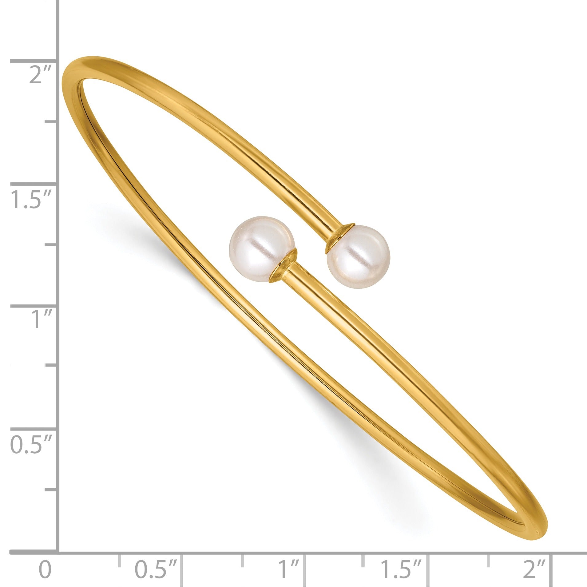 14K Gold Filled Crystal Simulated Pearl Flexible Bangle Bracelet
