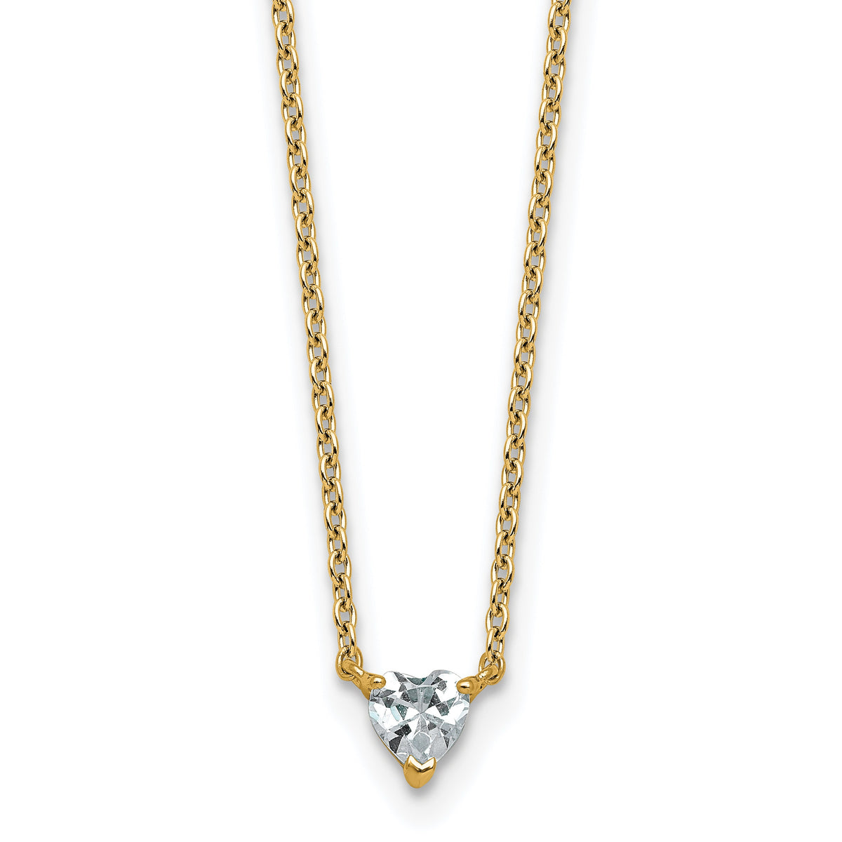 14k Gold Lab Grown Diamond Solitaire Heart Necklace