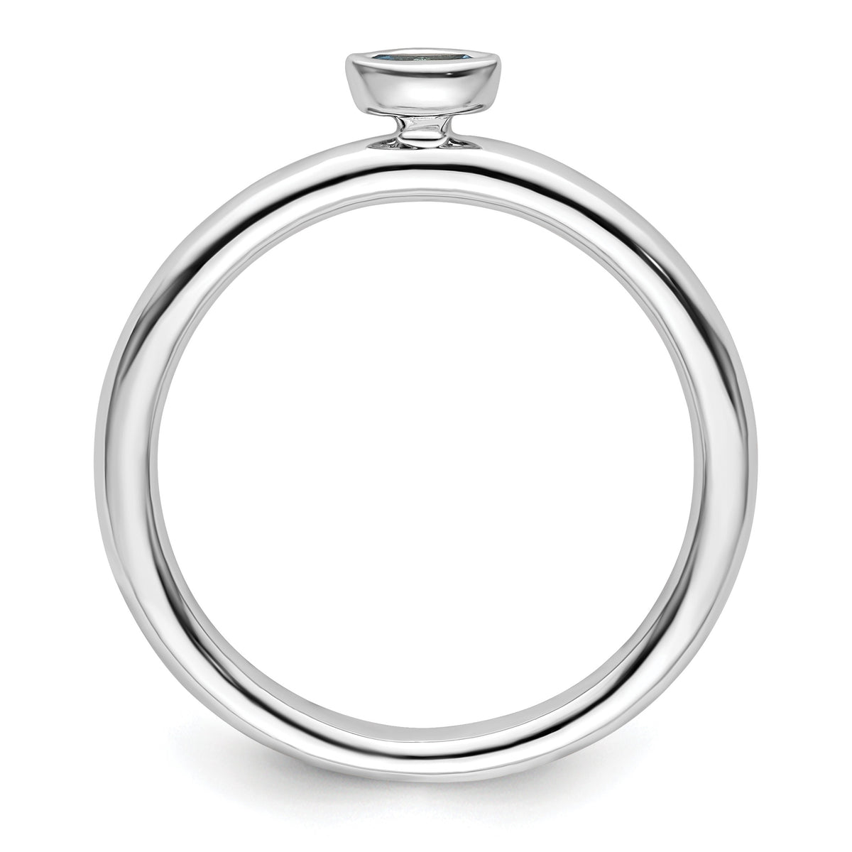 Marquise Gemstone Bezel Rhodium over Silver Stackable Unisex Solitaire Ring