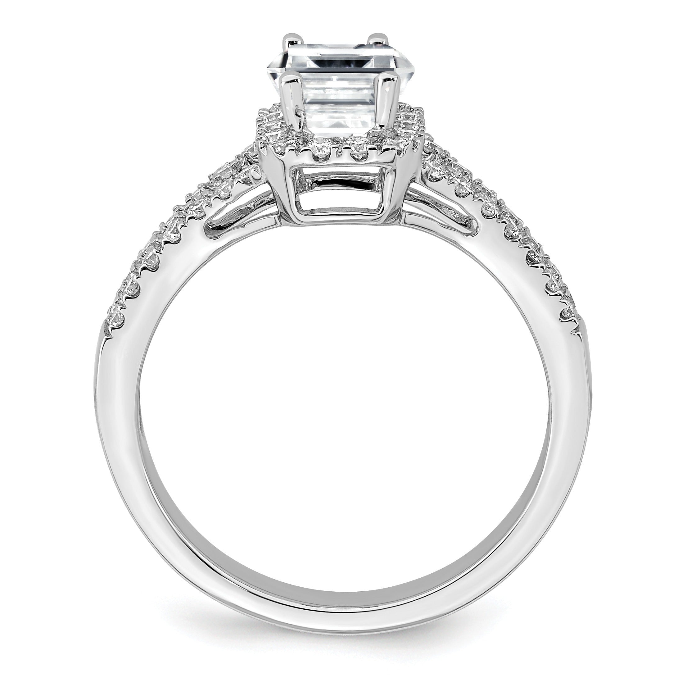 White Lab-Grown Diamond Prong 14K White Gold Halo Engagement Ring