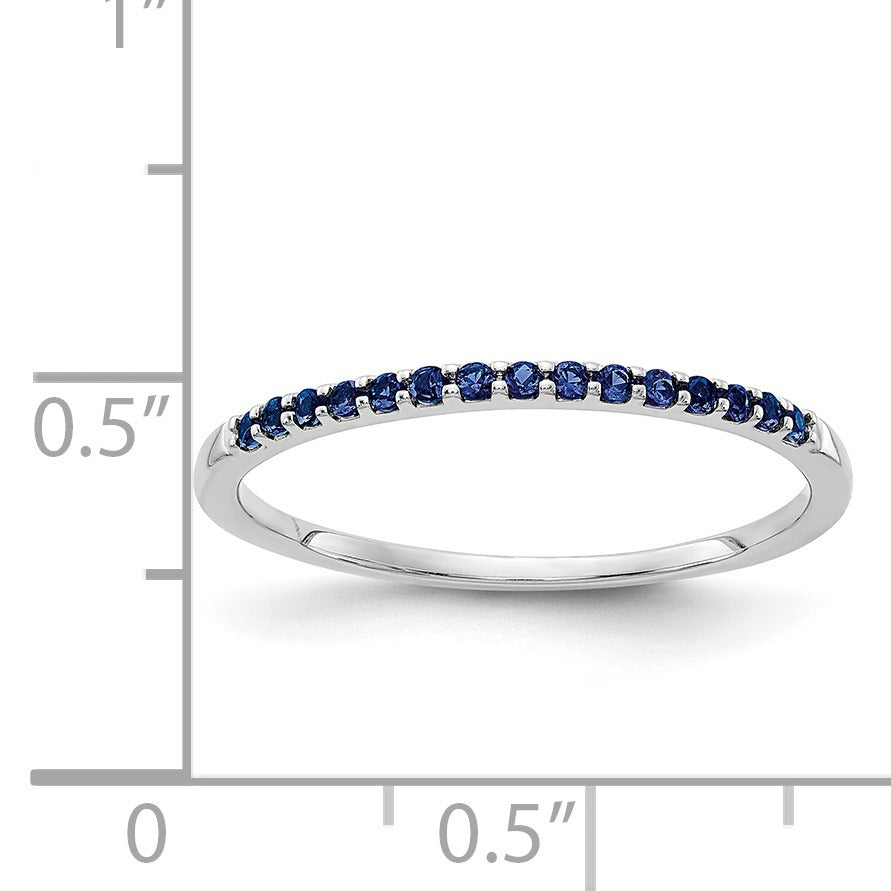 0.24 Ct Round Blue Sapphire Prong White Gold Half Eternity Ring