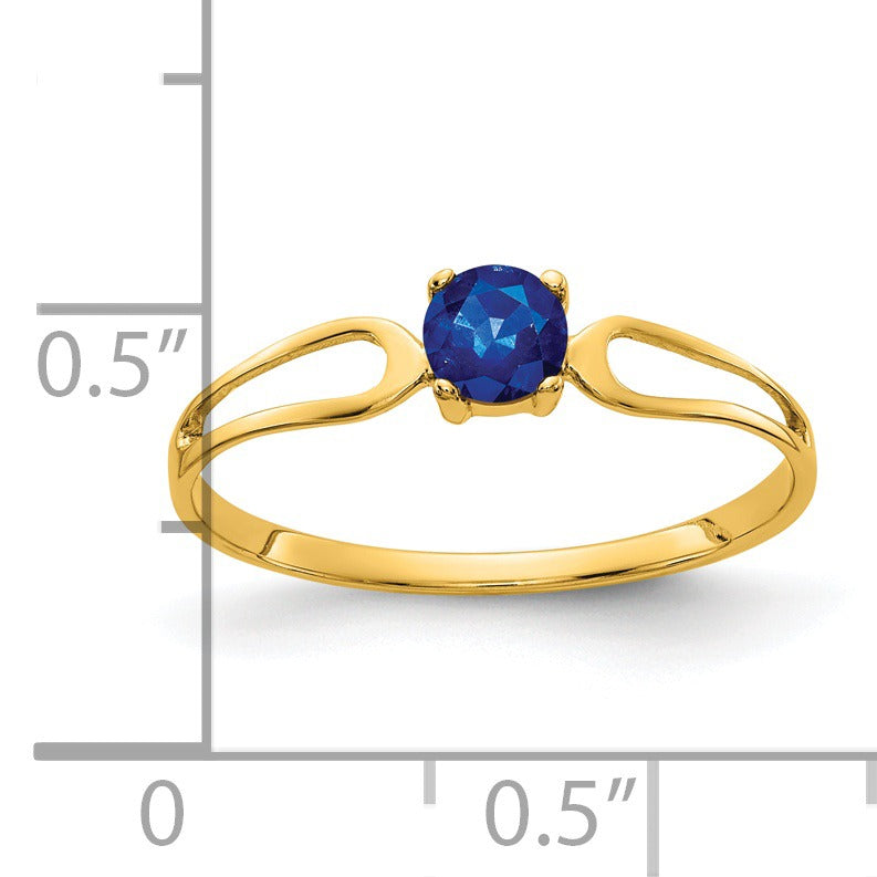 0.35 Ct Round Blue Sapphire Prong 14K Yellow Gold Open Split-Shank Solitaire Ring