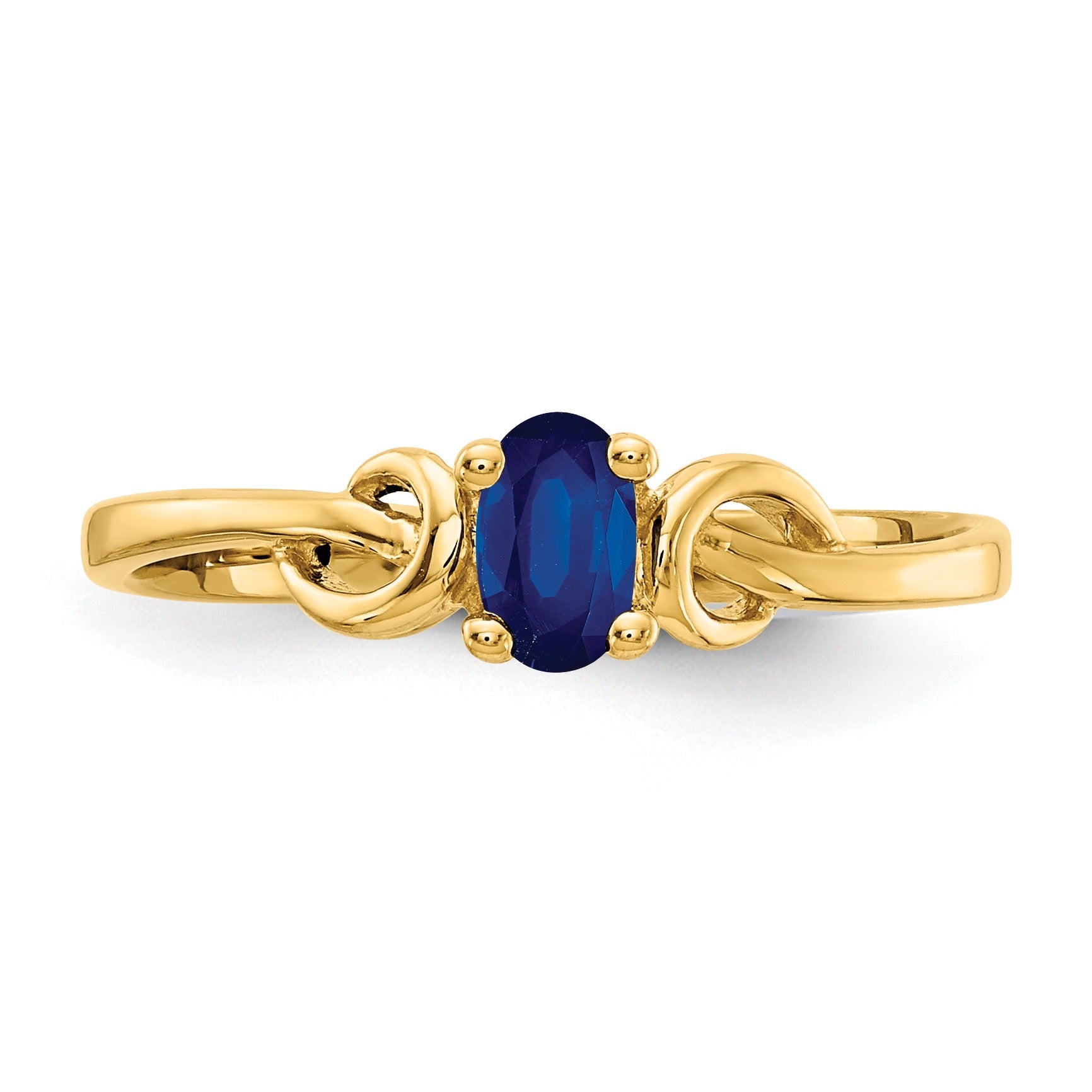 0.35 Ct Oval Blue Sapphire Prong 14K Yellow Gold Solitaire Knot Ring