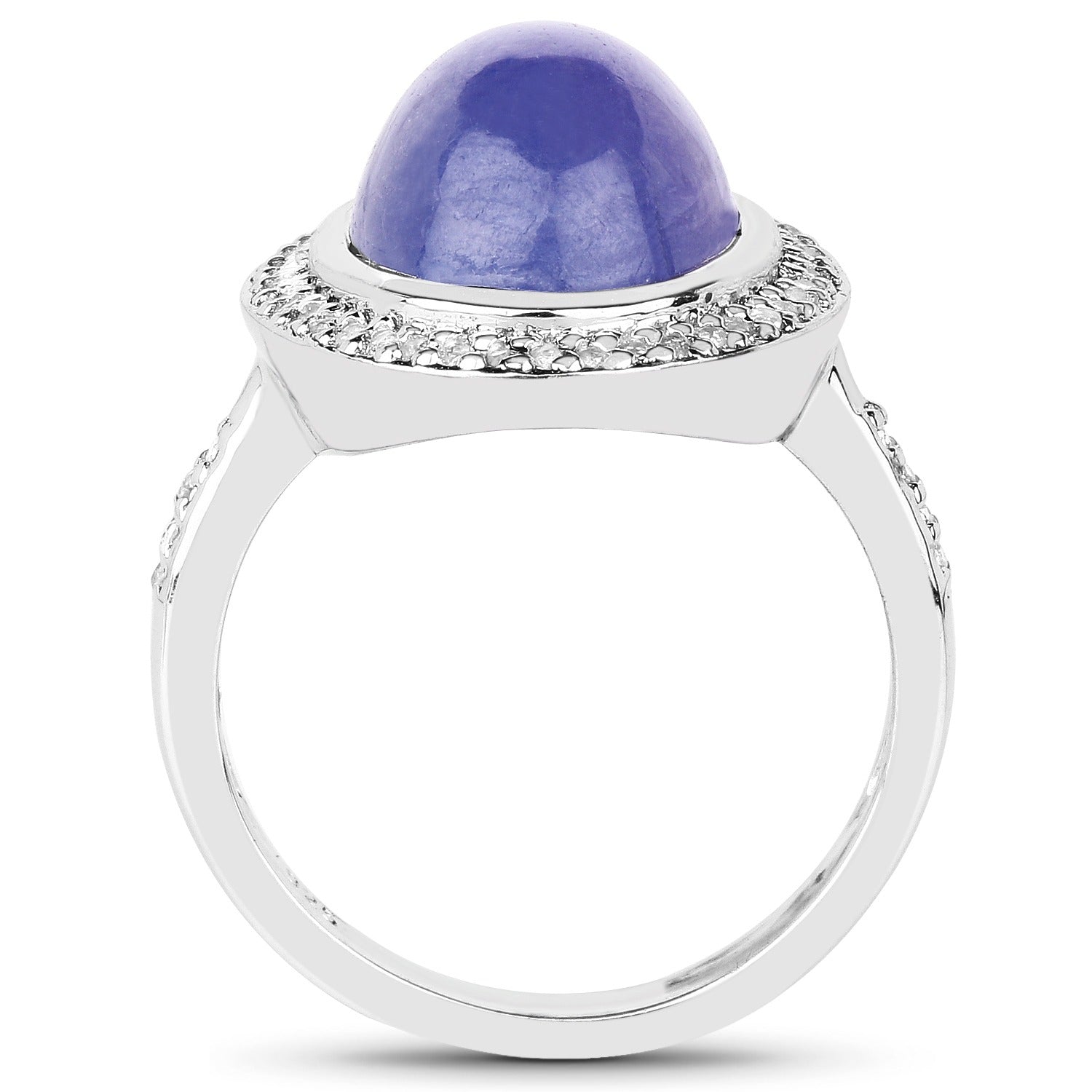 8.26 Ct Oval Violet Tanzanite Halo Silver Pave Cocktail Ring