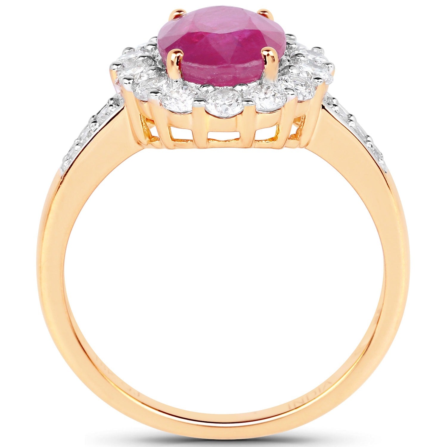 2.84 Ct Genuine Burma Ruby and Diamond 18K Yellow Gold Halo Engagement Ring
