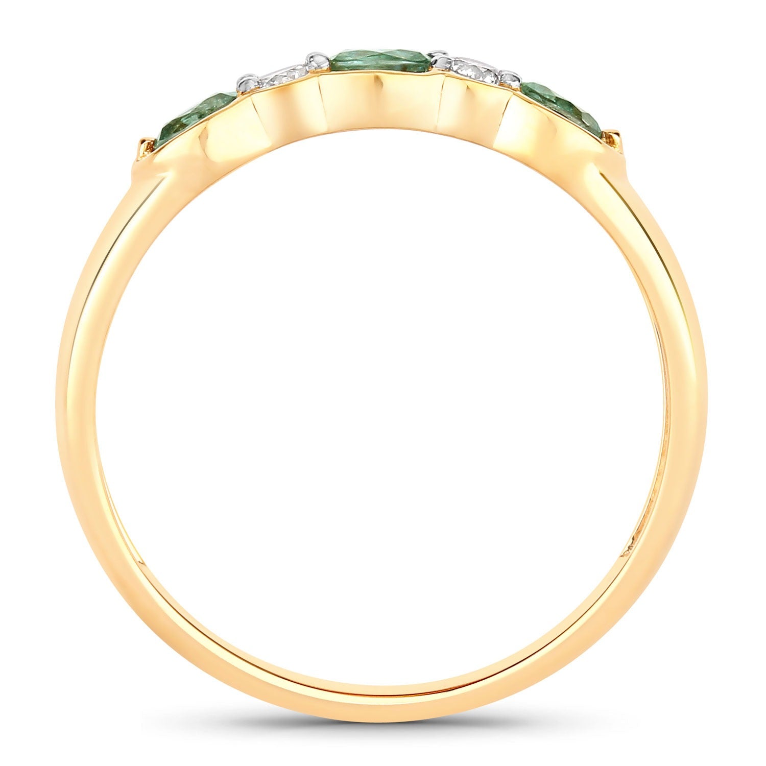 0.45 Ct Genuine Alexandrite and Diamond 18K Yellow Gold Five Stone Ring