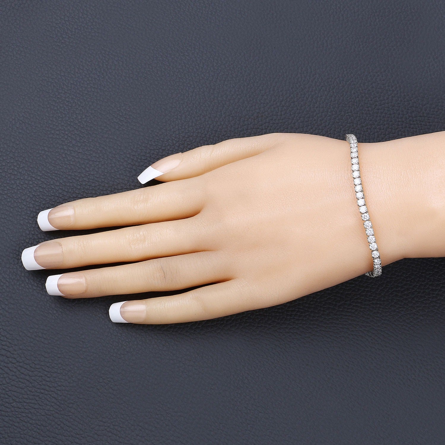 5.10 Cttw Round White Lab Grown Diamond 14K White Gold Tennis Bracelet