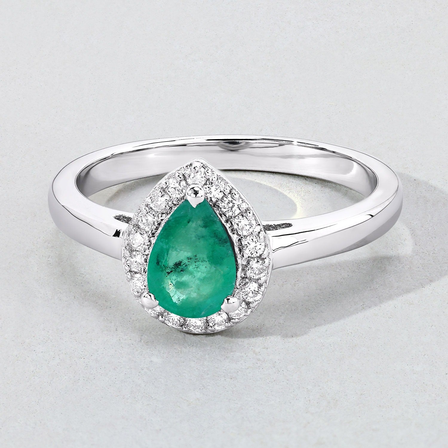 0.79 Ct Genuine Green Emerald Lab Diamond Sterling Silver Teardrop Ring