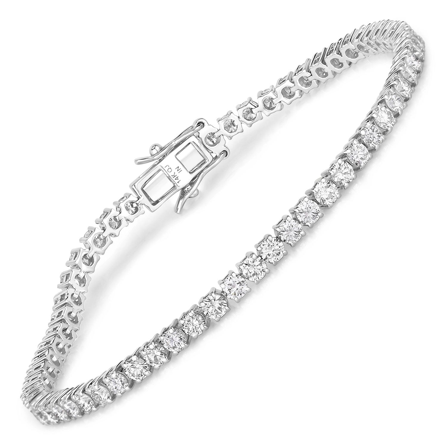 5.10 Cttw Round White Lab Grown Diamond 14K White Gold Tennis Bracelet