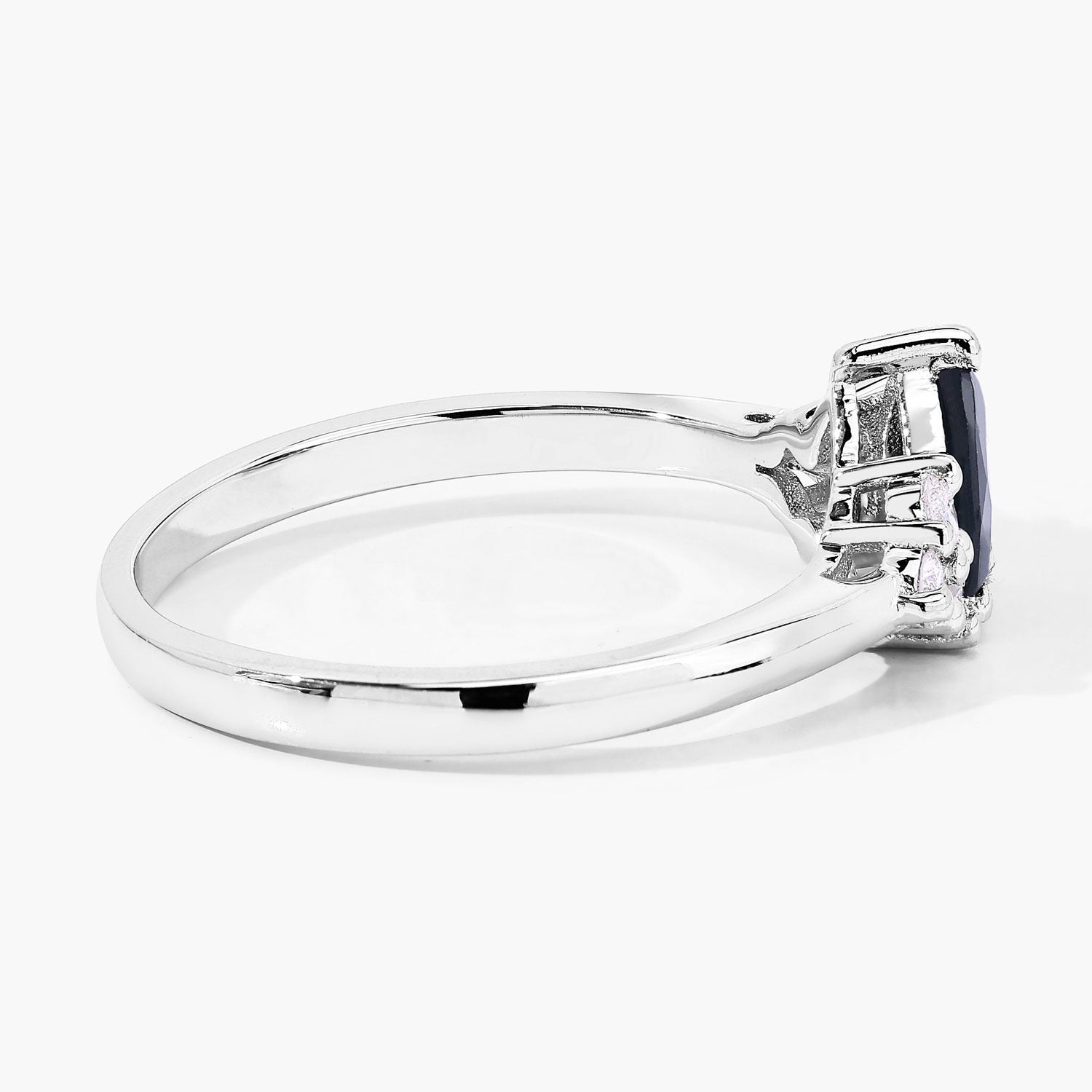 1.01 Ct Genuine Blue Sapphire and Lab Diamond Sterling Silver Pear Cut Cocktail Ring Fine Color Jewels