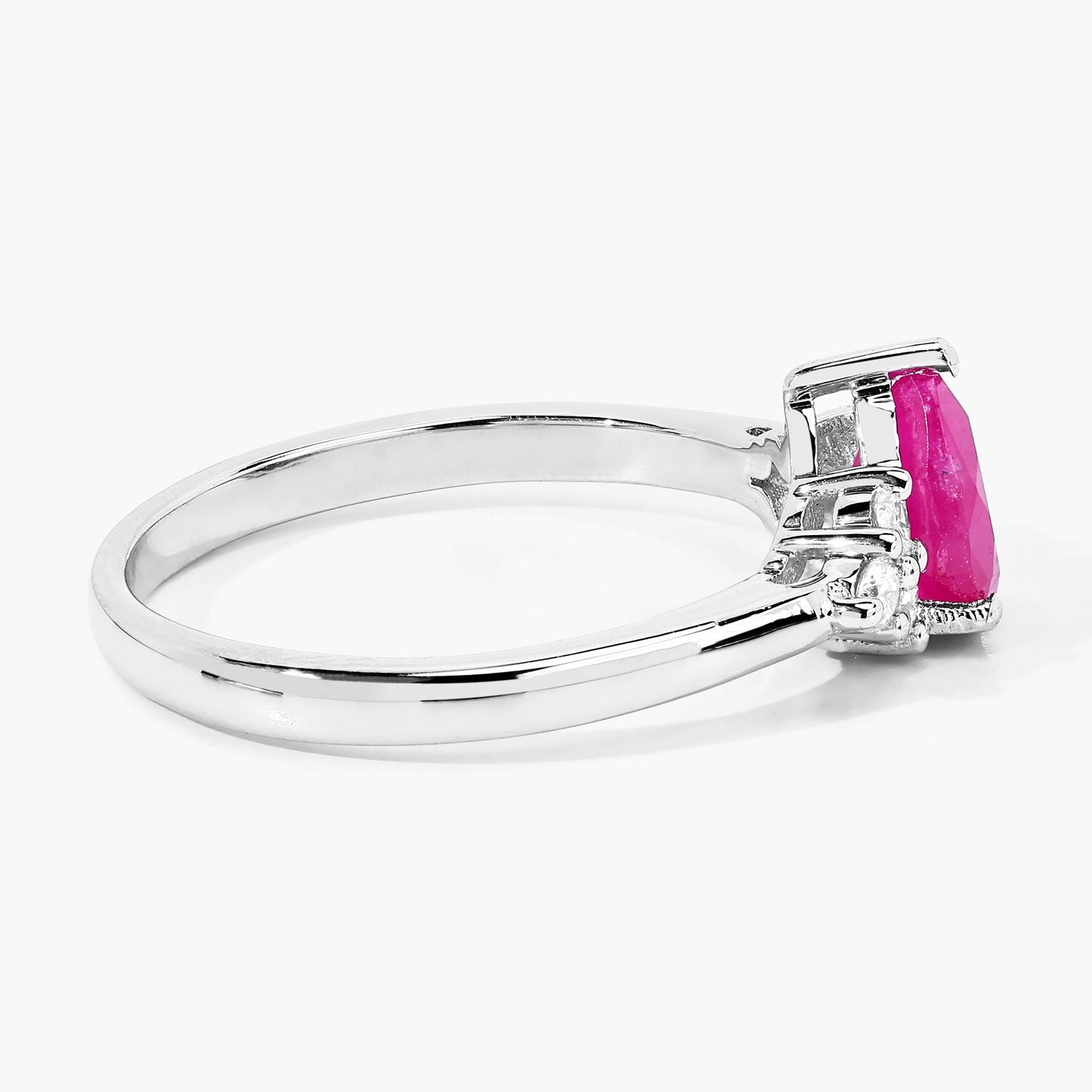 1.01 Ct Genuine Mozambique Ruby and Lab Diamond Sterling Silver Pear Cut Cocktail Ring Fine Color Jewels