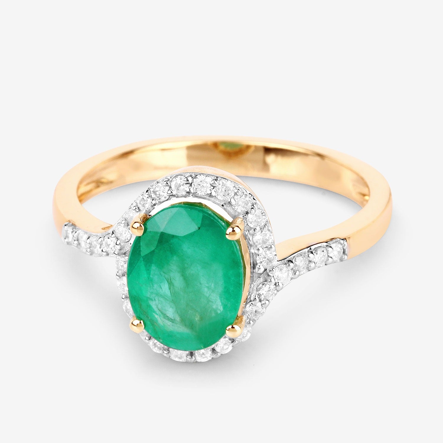 Genuine Zambian Emerald Diamond Gold Ring
