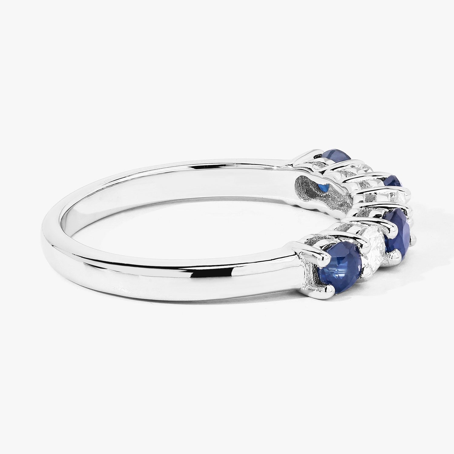 0.85 Ct Genuine Blue Sapphire Lab Diamond Silver Eternity Ring Fine Color Jewels