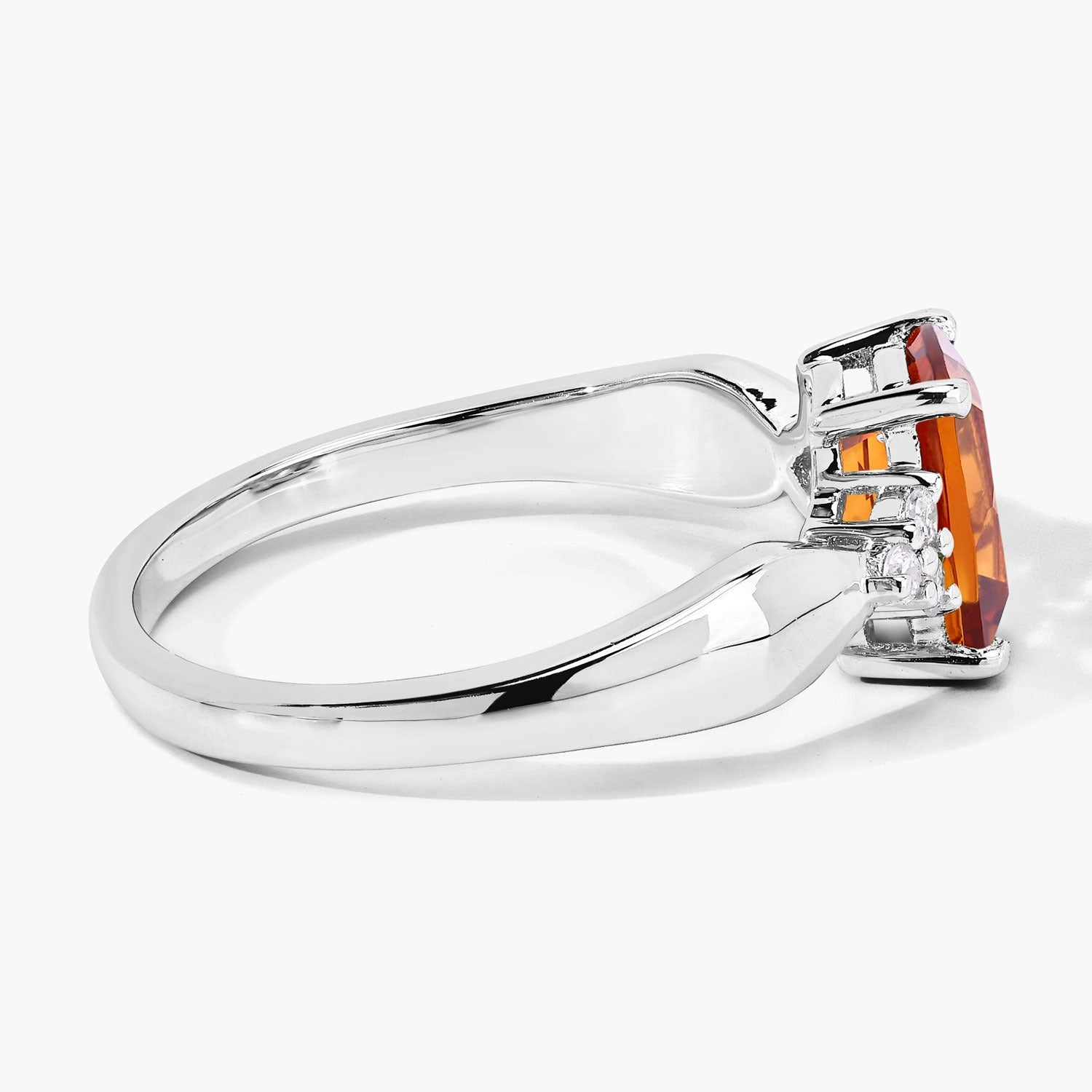 1.39 Ct Genuine Madeira Citrine and Lab Diamond Silver Cushion Cut Cocktail Ring Fine Color Jewels