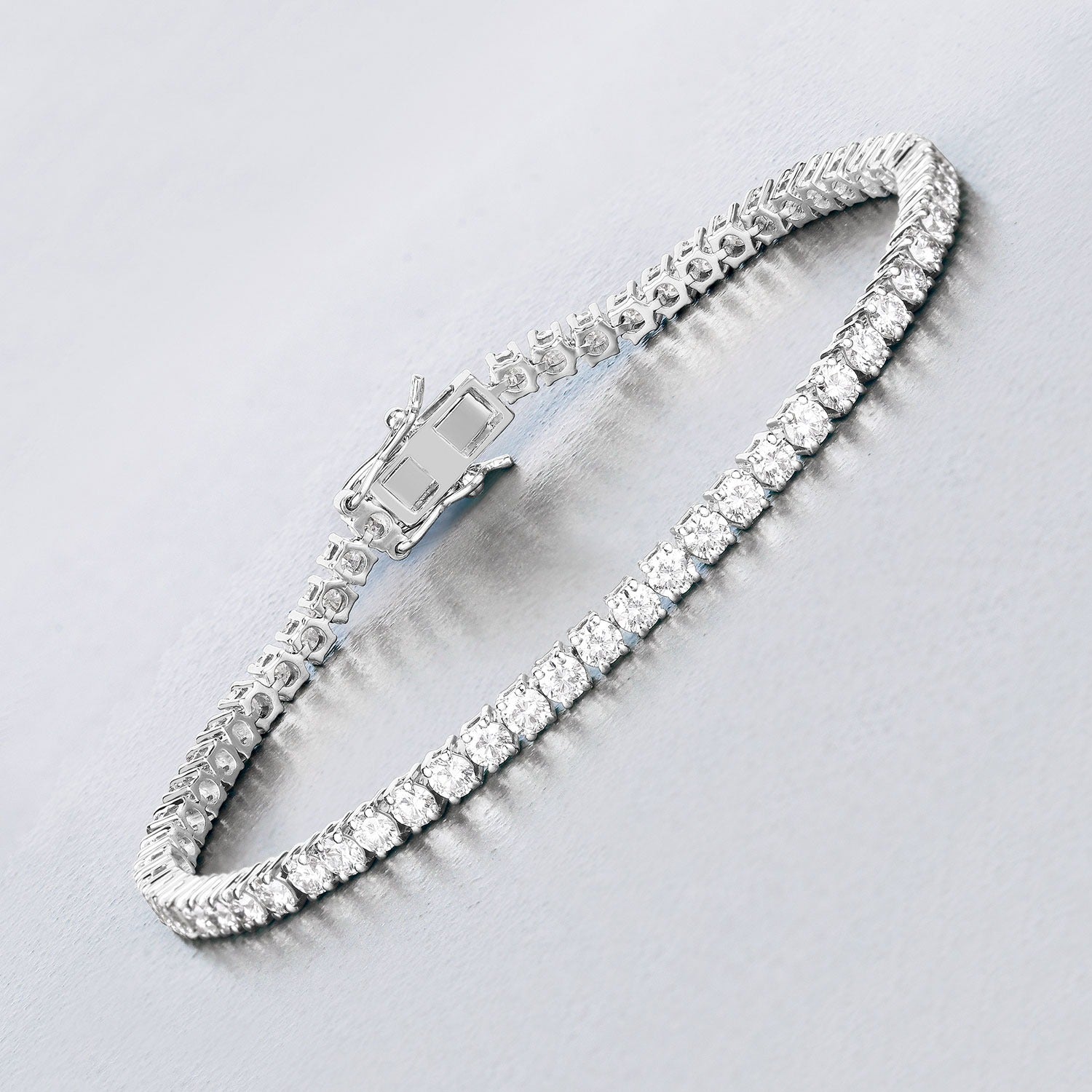 5.10 Cttw Round White Lab Grown Diamond 14K White Gold Tennis Bracelet