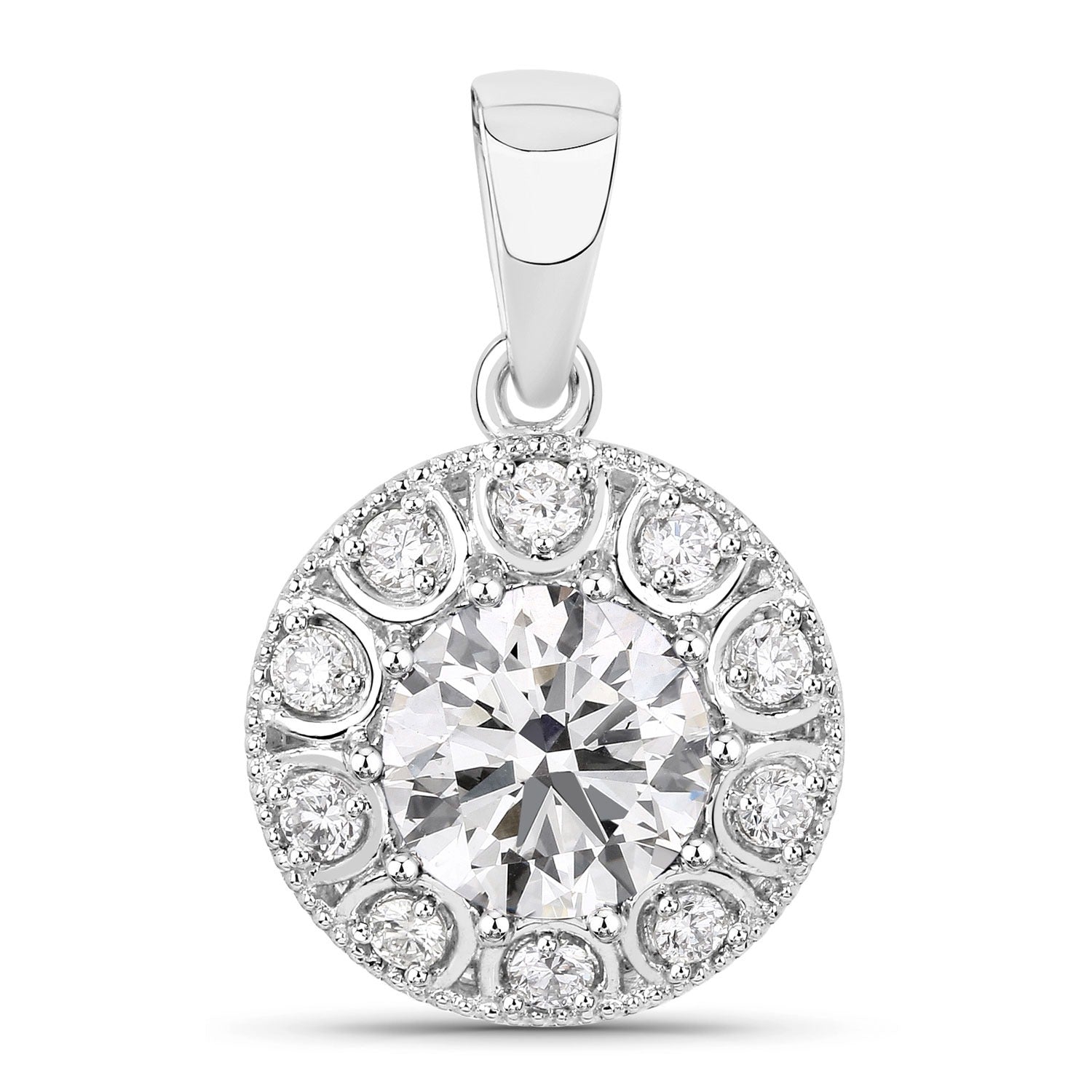 2.32 Ct Round Lab Grown Diamond Platinum Bridal Halo Pendant
