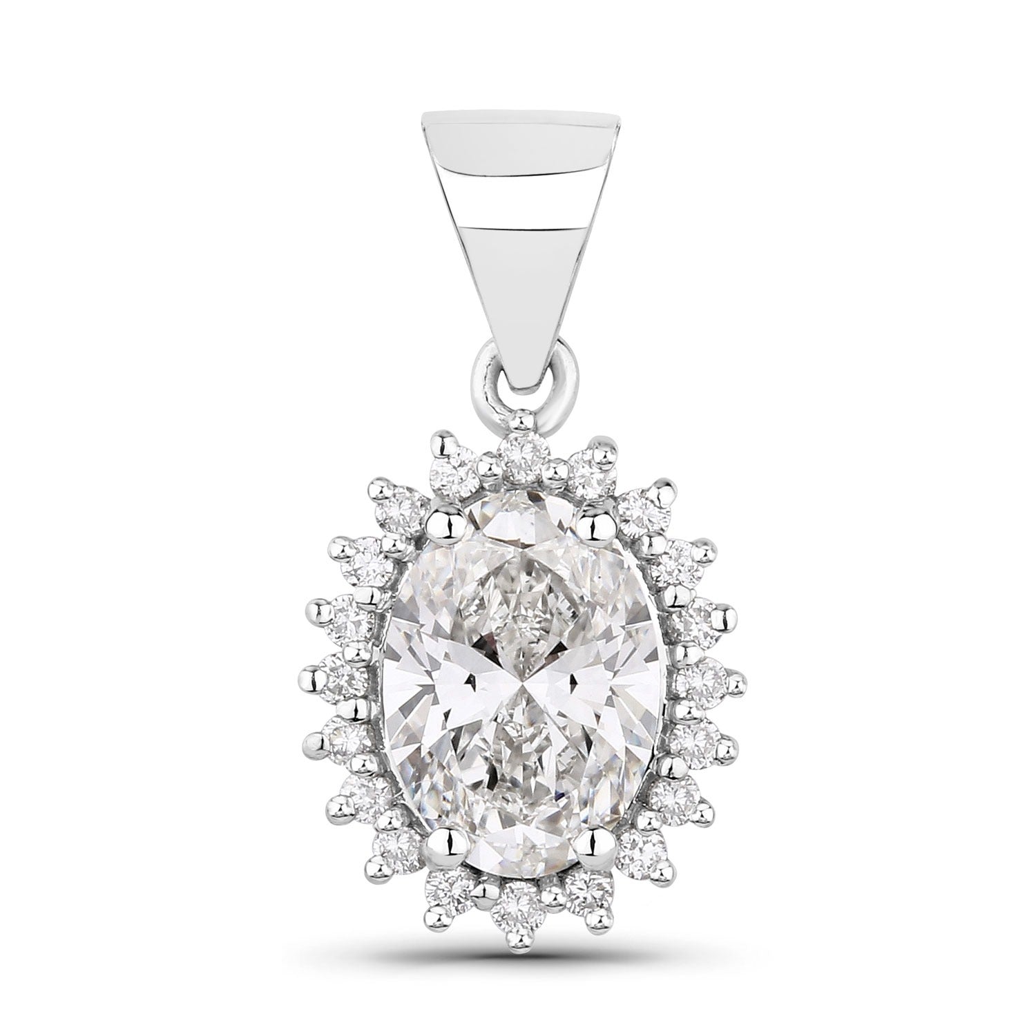 1.23 Ct Oval Lab Diamond Platinum Floral Bridal Halo Pendant