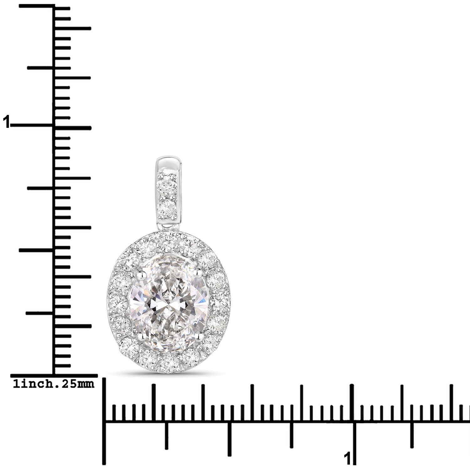 2.62 Ct Oval Lab Grown Diamond Prong Platinum Halo Bridal Pendant