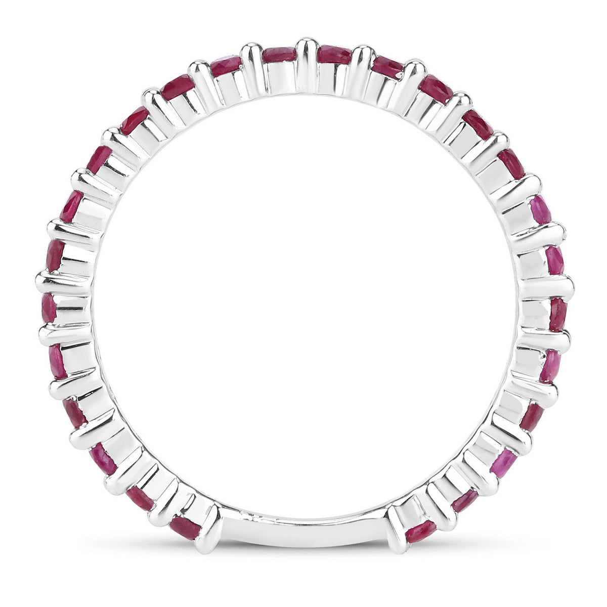 1.04 Ct Round Deep Red Ruby 925 Sterling Silver Eternity Band Ring