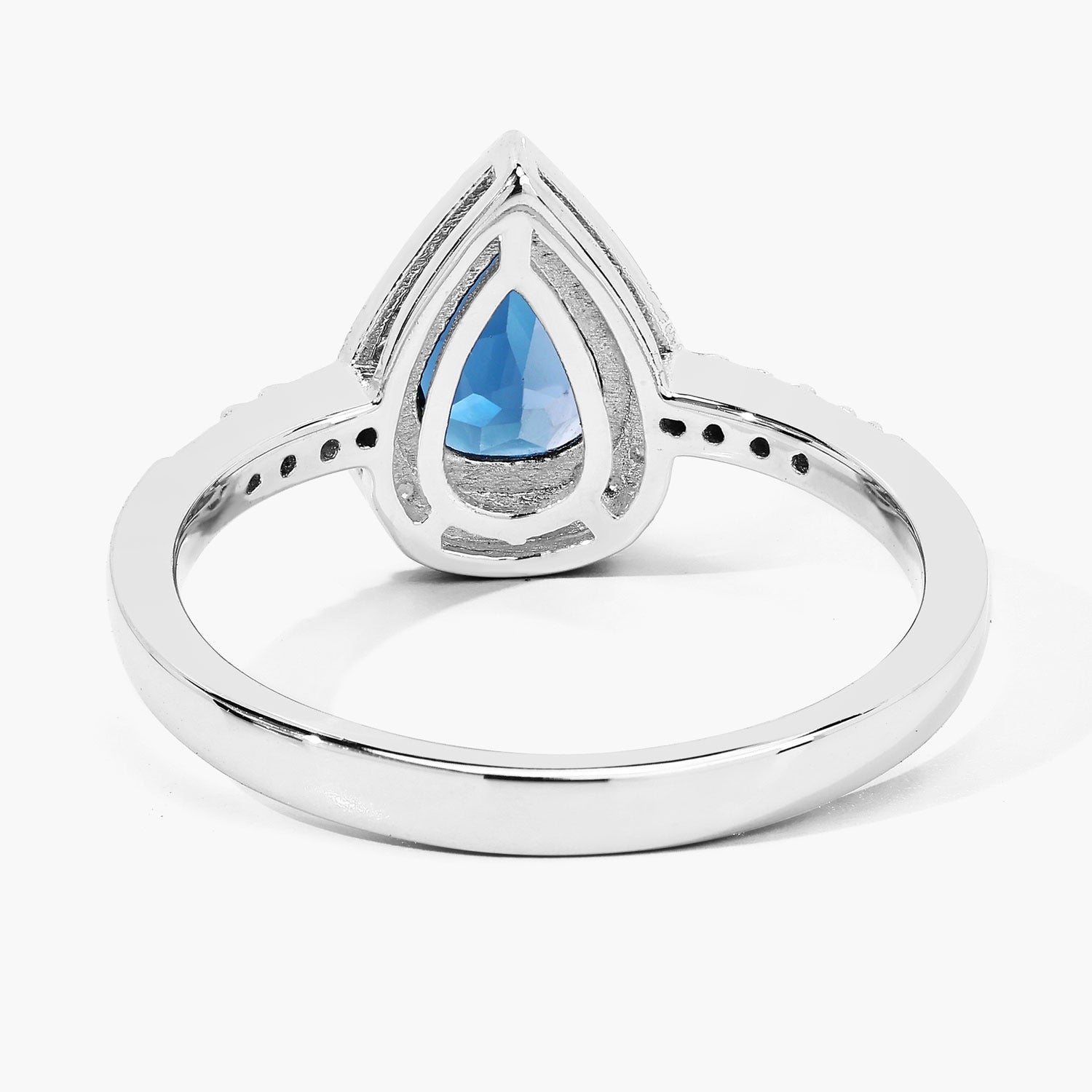 1.33 Ct Genuine London Blue Topaz and Lab Diamond Silver Halo Bridge Ring Fine Color Jewels