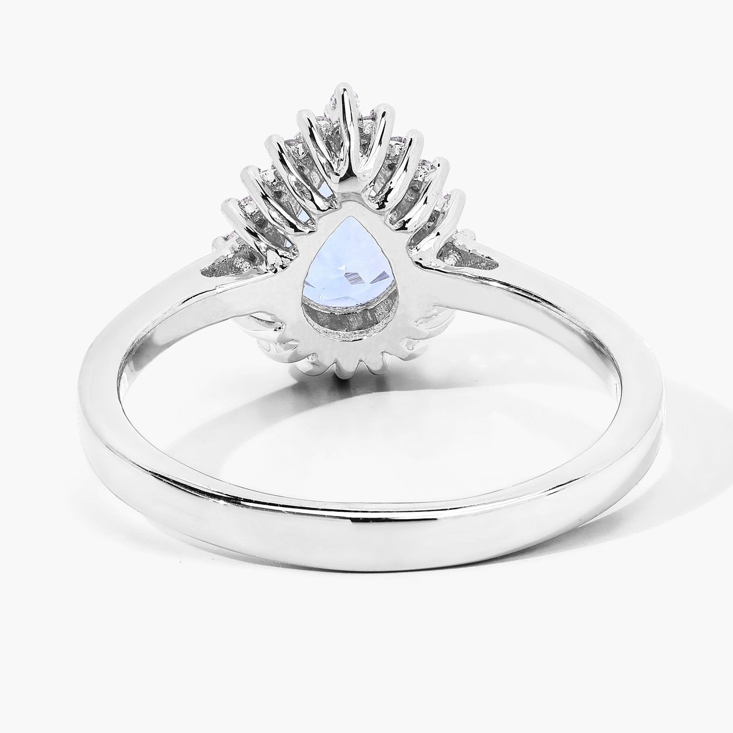 0.95 Ct Genuine Aquamarine and Lab Diamond Silver Pear Shaped Halo Ring Fine Color Jewels