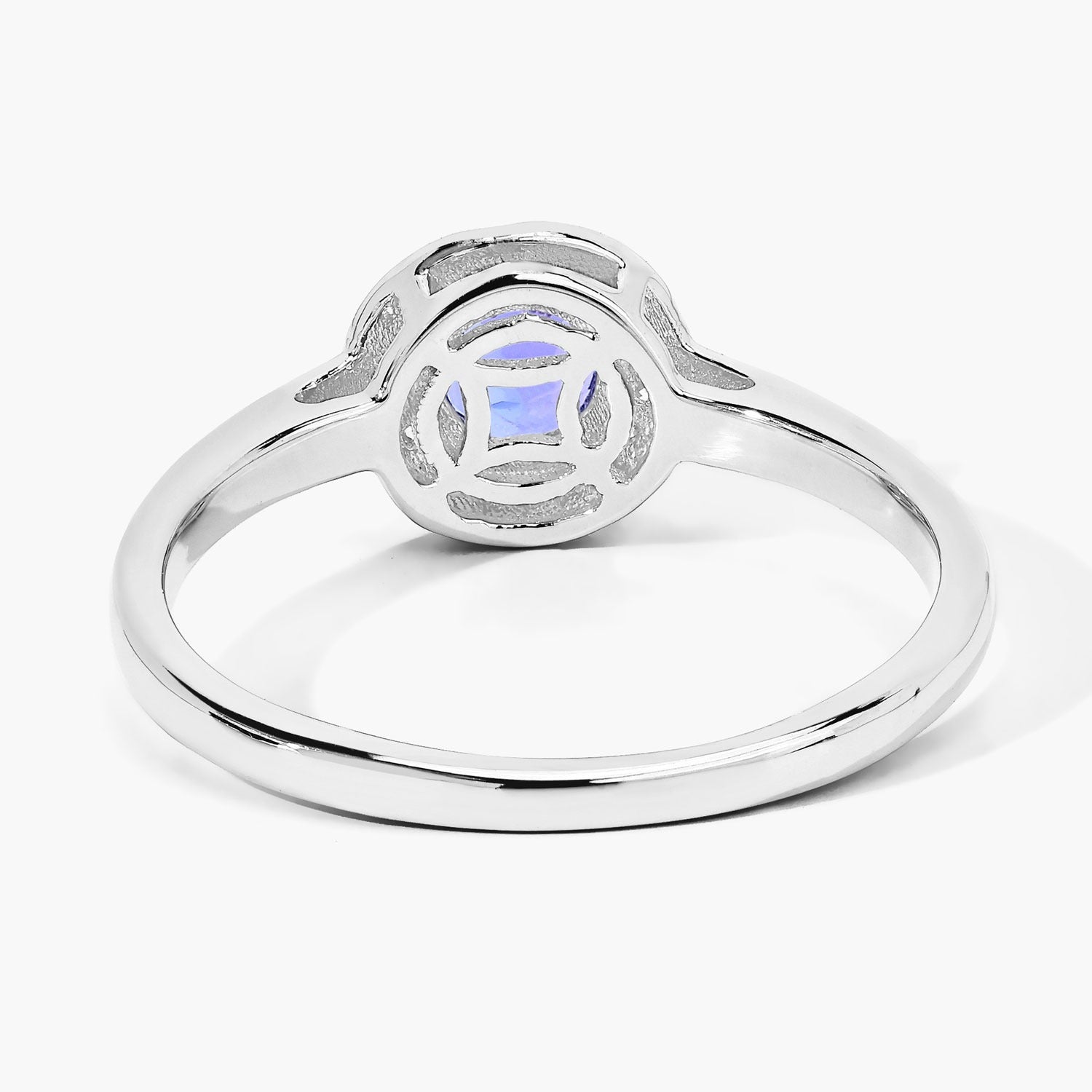 0.56 Ct Genuine Tanzanite and Lab Diamond Sterling Silver Halo Ring Fine Color Jewels