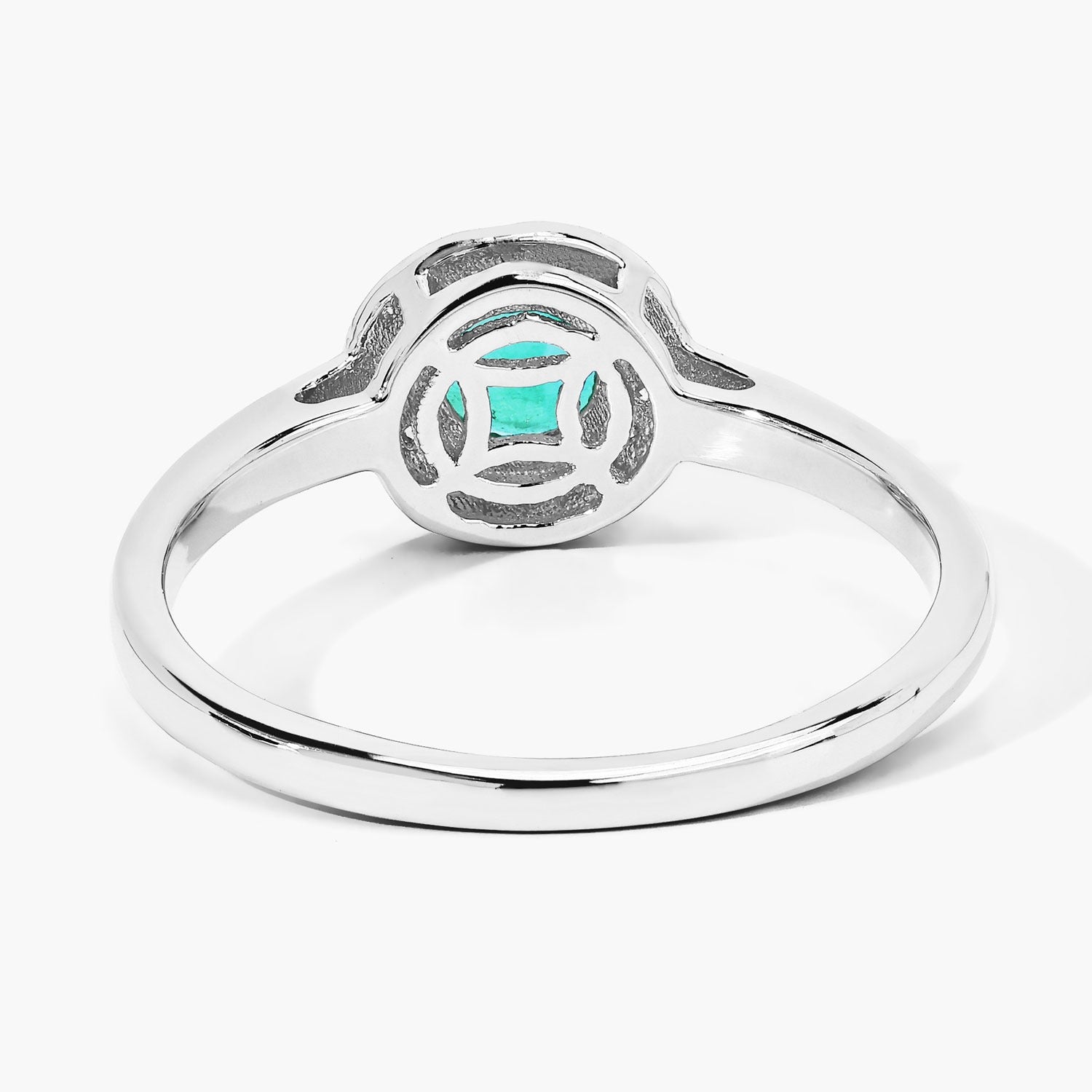 0.51 Ct Genuine Zambian Emerald and Lab Grown Diamond Silver Halo Ring Fine Color Jewels