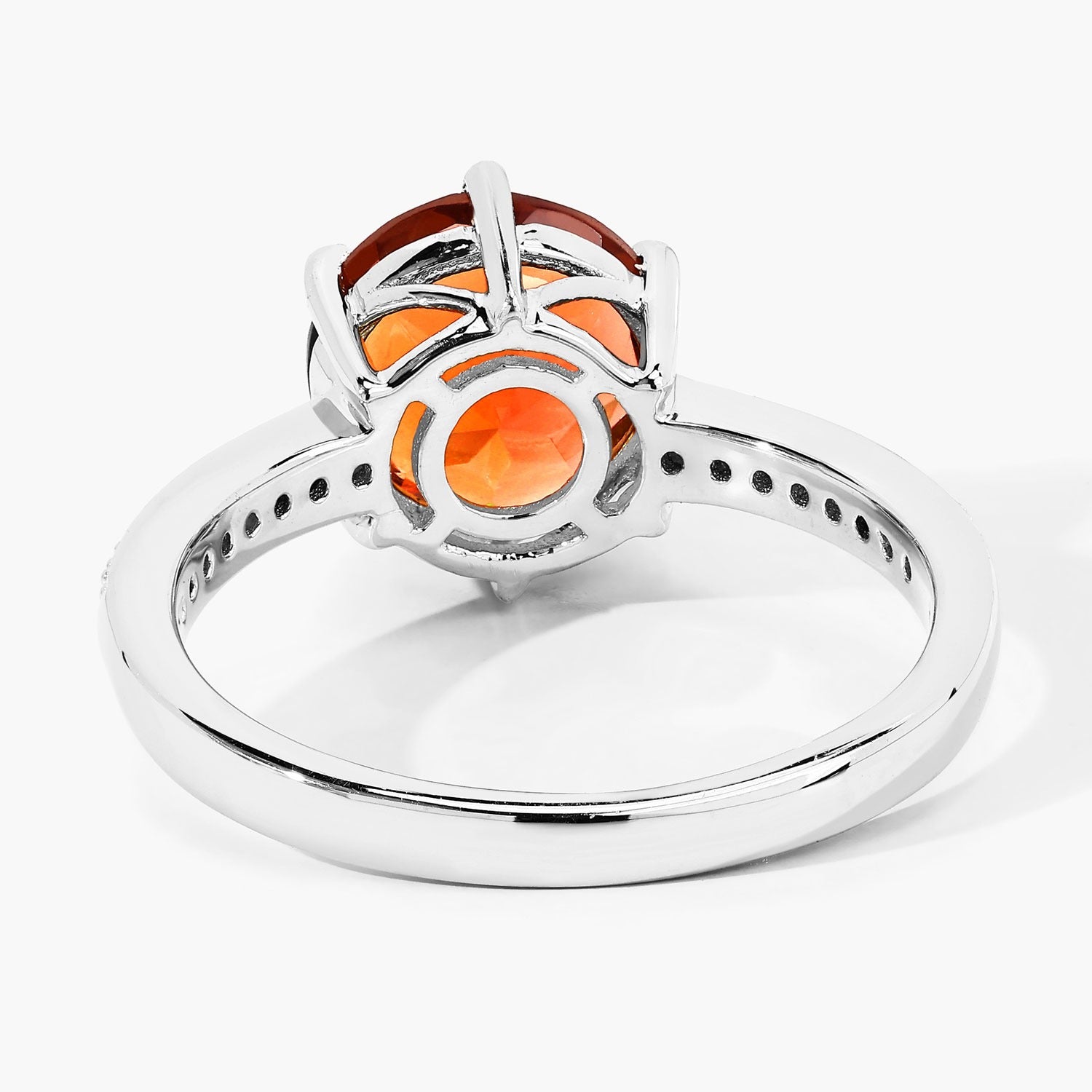 2.36 Ct Genuine Round Madeira Citrine and Lab Grown Diamond Silver Bridge Ring