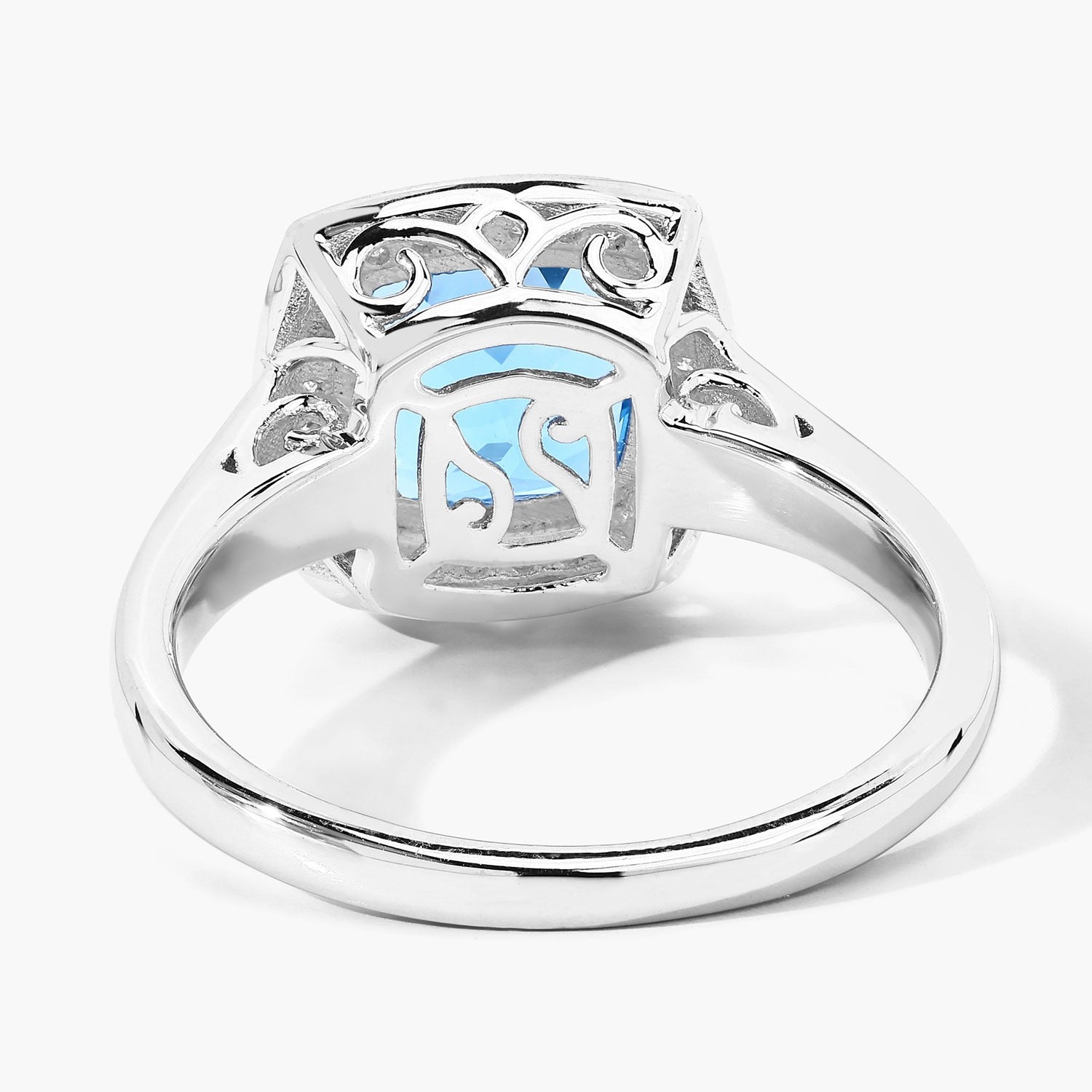 2.47 Ct Genuine Cushion Cut Swiss Blue Topaz Lab Diamond Silver Halo Ring Fine Color Jewels