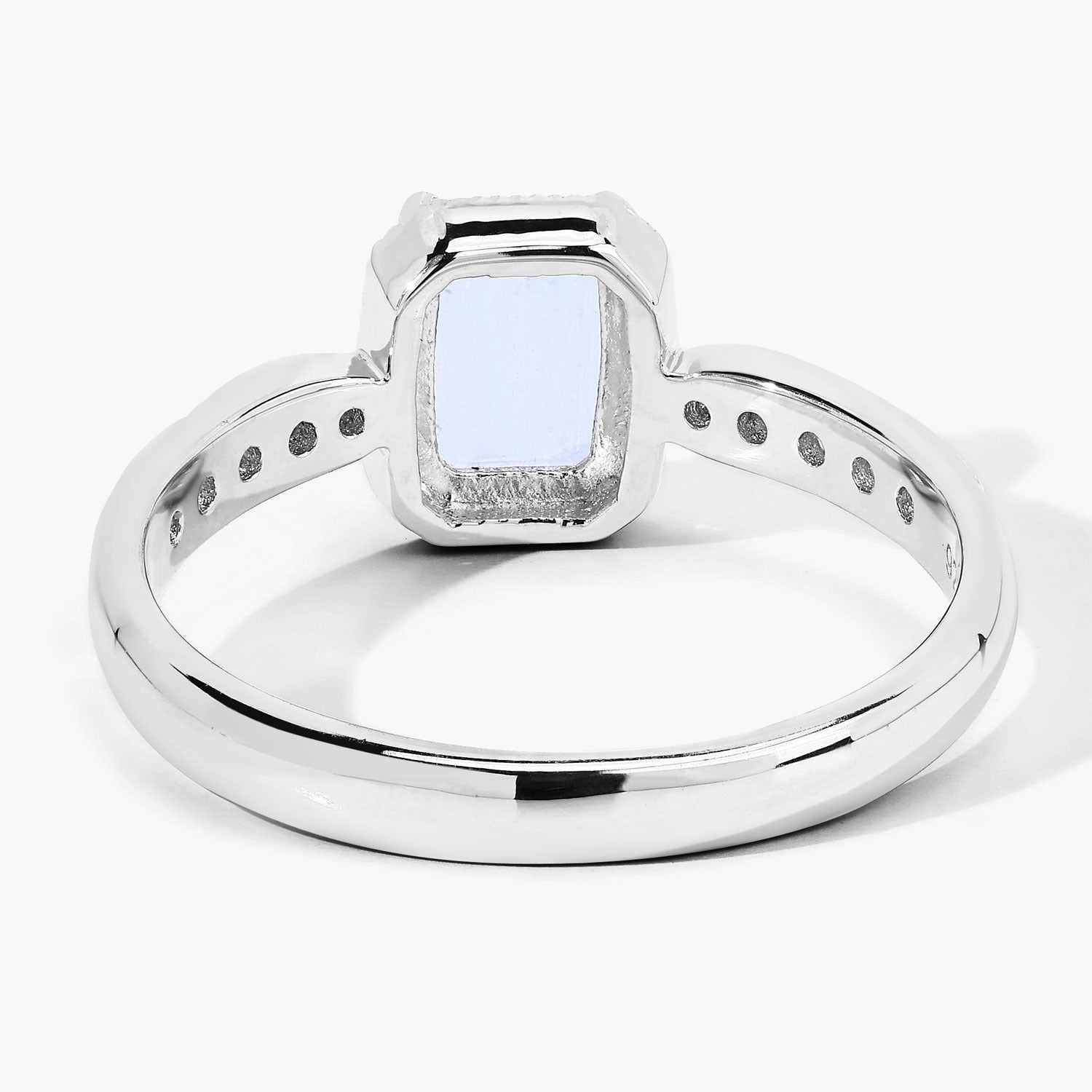 0.94 Ct Genuine Aquamarine and Lab Diamond Sterling Silver Octagon Bridge Ring Fine Color Jewels