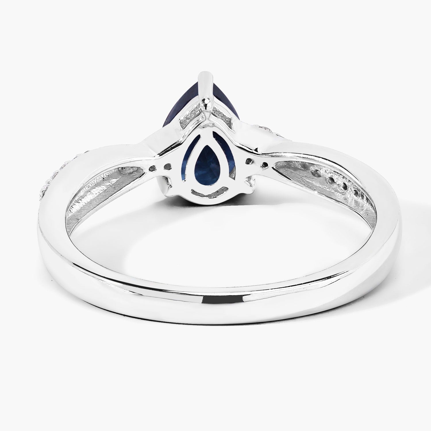 0.94 Ct Genuine Blue Sapphire and Lab Diamond Silver Crossover Ring Fine Color Jewels