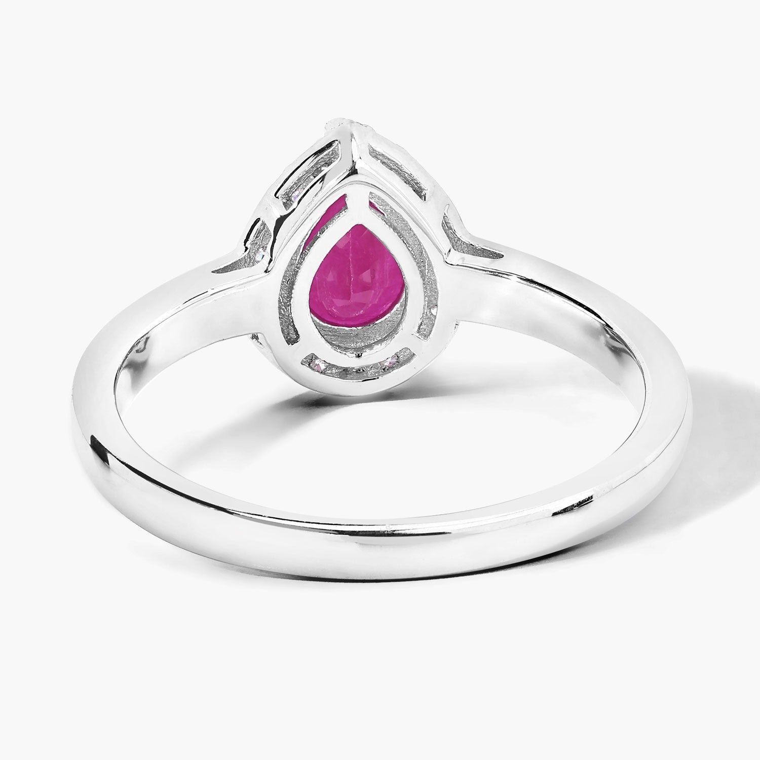 0.94 Ct Genuine Pink Ruby and Lab Diamond Sterling Silver Halo Ring