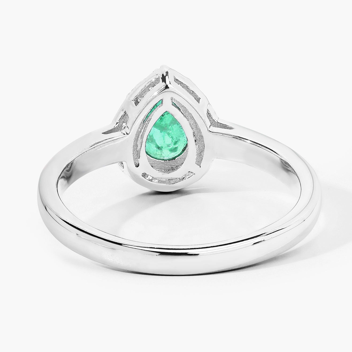 0.79 Ct Genuine Green Emerald Lab Diamond Sterling Silver Teardrop Ring