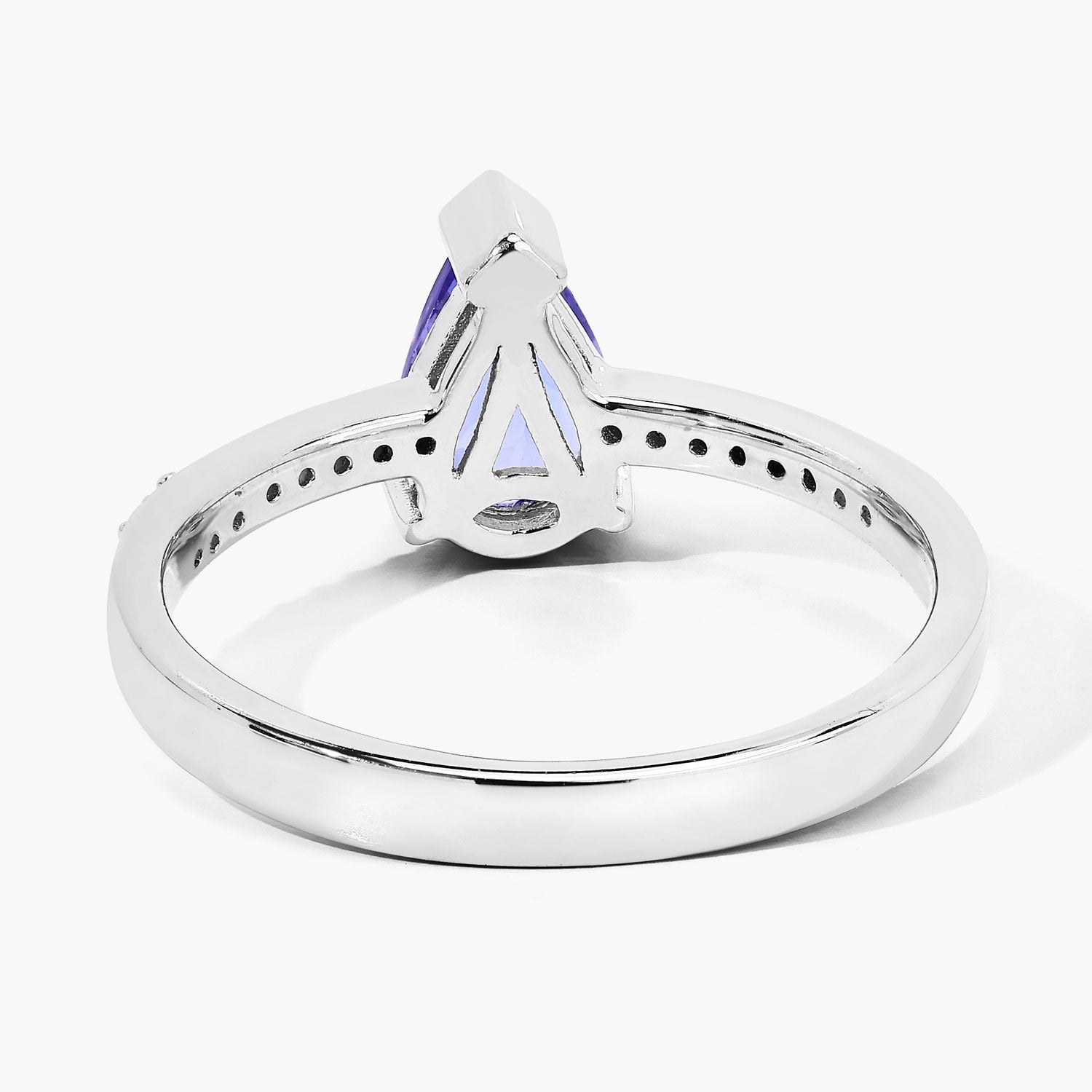 0.88 Ct Genuine Tanzanite and Lab Grown Diamond Silver Teardrop Ring