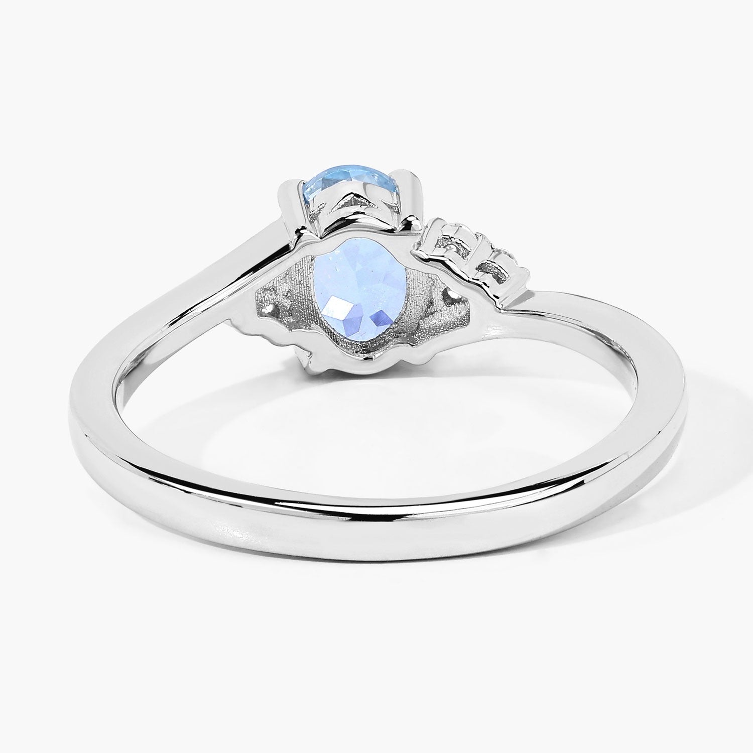 0.69 Ct Genuine Aquamarine and Lab Grown Diamond Sterling Silver Bypass Ring