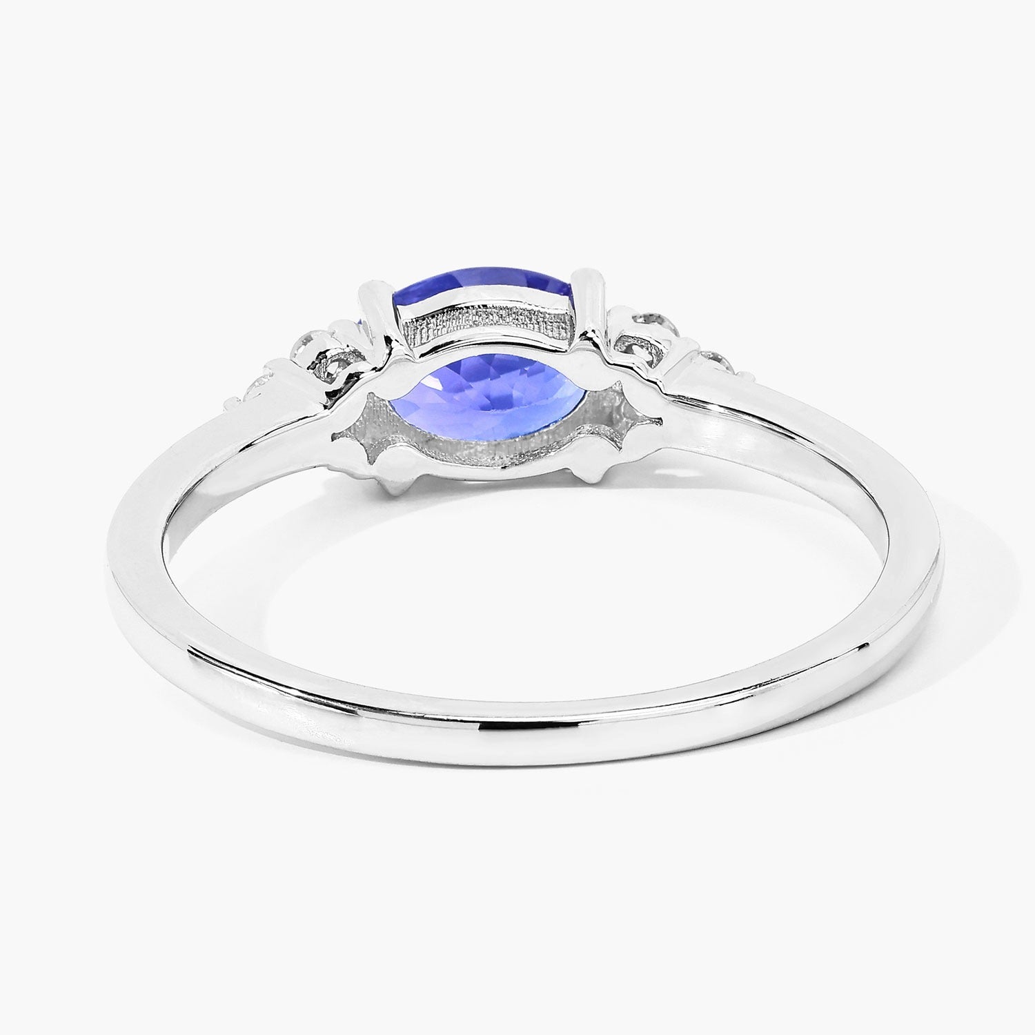 0.84 Ct Genuine Tanzanite and Lab Grown Diamond Silver Oval Ring Fine Color Jewels